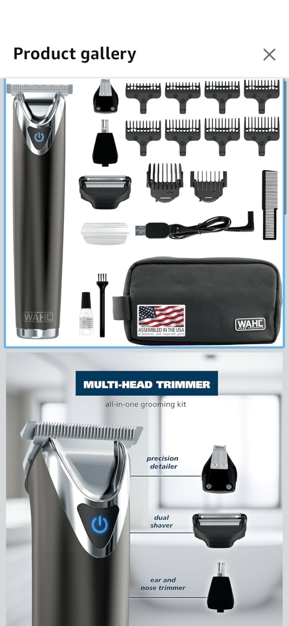 WAHL USA Stainless Steel Lithium Ion 2.0+ Slate Beard Trimmer for Men - Electric Shaver, Nose Ear Trimmer, Rechargeable All in One Men's Grooming Kit - Model 9864 Customer Review WAHL USA Stainless Steel Lithium Ion 2.0+ Slate Beard Trimmer for Men - Electric Shaver, Nose Ear Trimmer, Rechargeable All in One Men's Grooming Kit - Model 9864 - Customer Photo 1