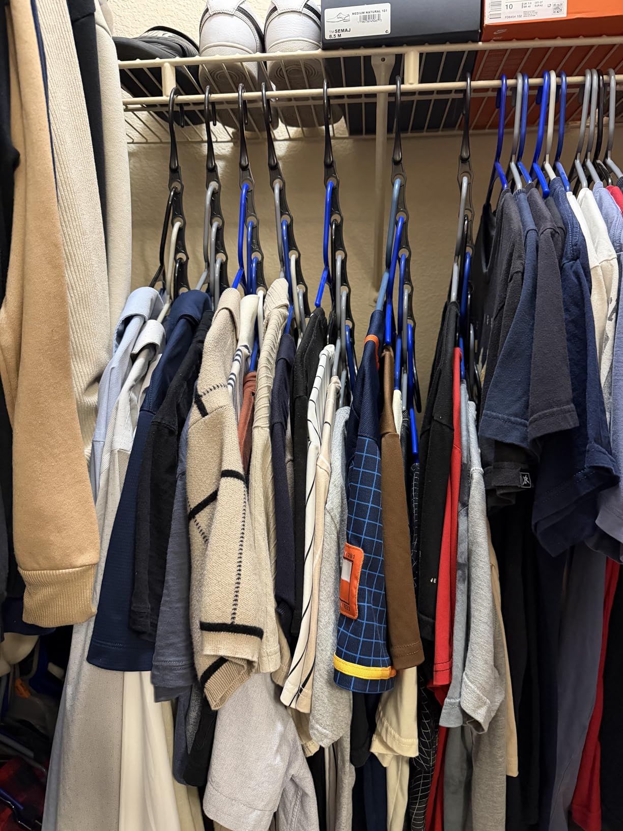 HOUSE DAY Black Magic Space Saving Hangers 10 Pack, Premium Smart Hanger Hooks, Sturdy Cascading Hangers with 5 Holes for Heavy Clothes, Closet Organizers and Storage, College Dorm Room Essentials - Customer Photo 1