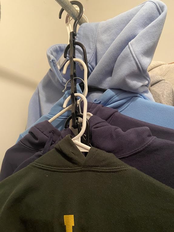 HOUSE DAY Black Magic Space Saving Hangers 10 Pack, Premium Smart Hanger Hooks, Sturdy Cascading Hangers with 5 Holes for Heavy Clothes, Closet Organizers and Storage, College Dorm Room Essentials - Customer Photo 2