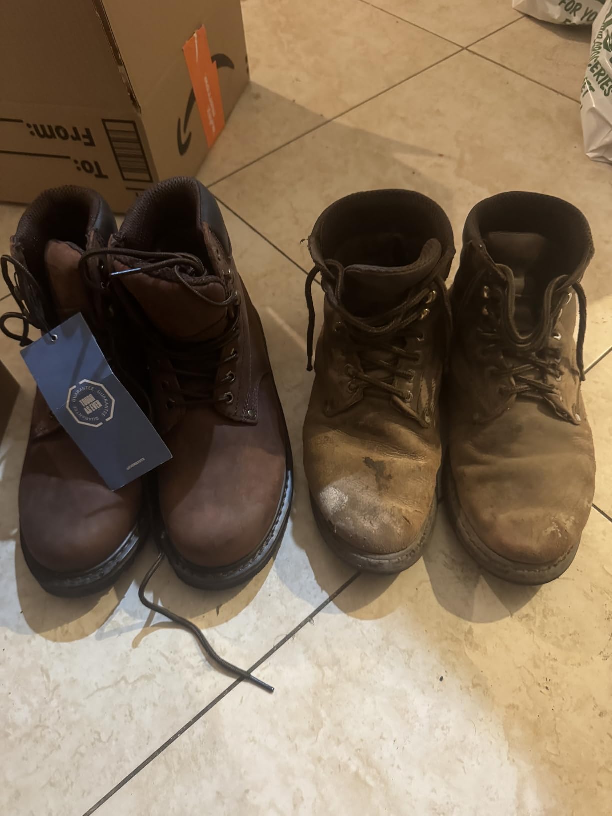 Work Boots for Men Soft Toe - 6 inch Leather Boots for Construction Rubber Sole Working Boots customer photo 1