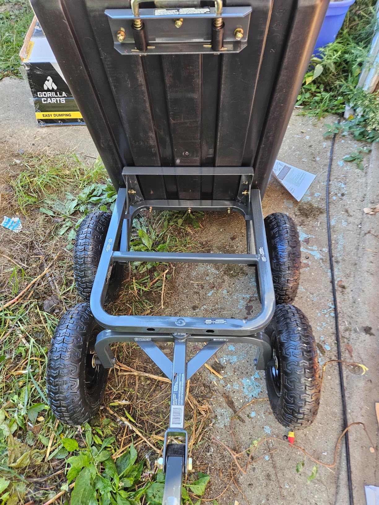 Gorilla Carts Poly Garden Dump Cart, 4 Cu Ft Tub, 600 lb Haul Capacity, Black - Heavy-Duty Utility Wagon with Quick-Release Dumping & Pneumatic Tires for Yard, Landscaping and Gardening customer photo 1