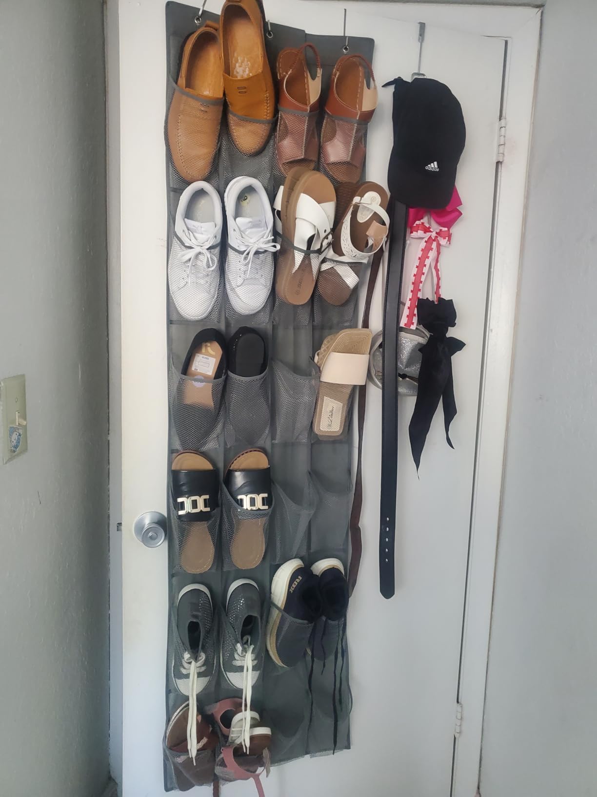 Simple Houseware 24 Pockets - Crystal Clear Over The Door Hanging Shoe Organizer, Gray (64'' x 19'') - Customer Photo 3
