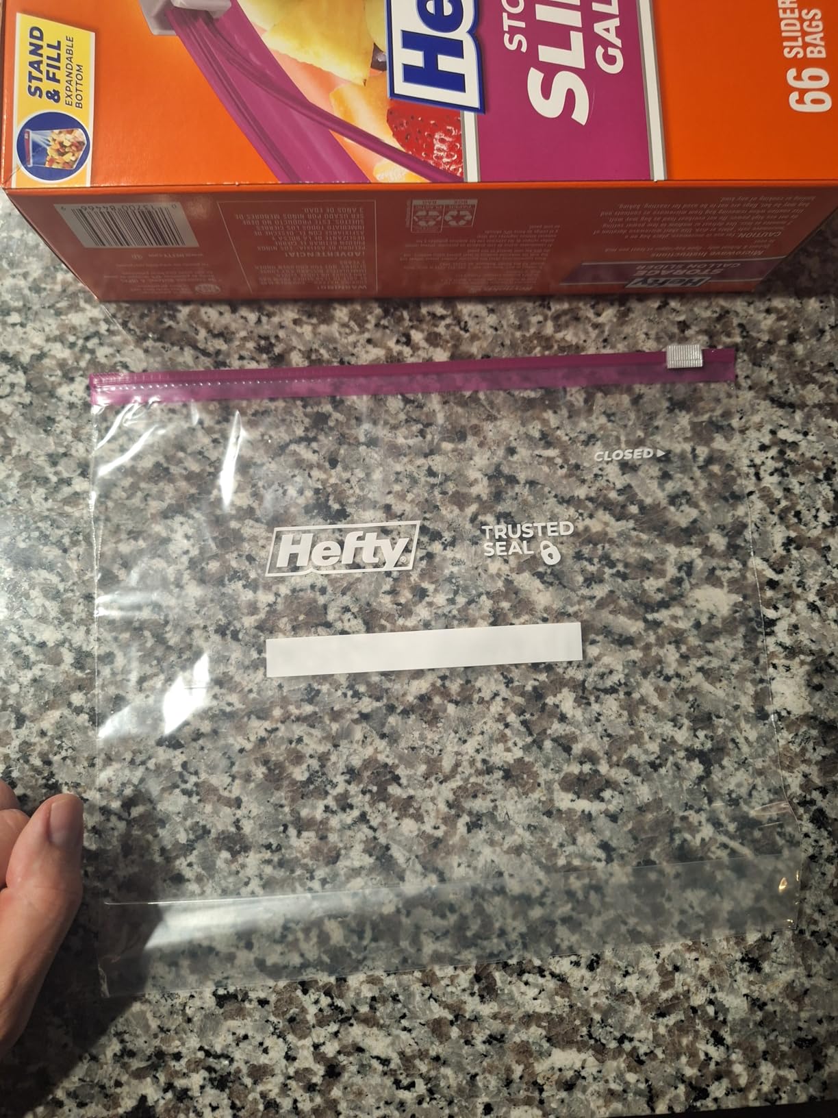 Hefty Slider Kitchen Storage Bags, Gallon Size, 66 Count - Customer Photo 1