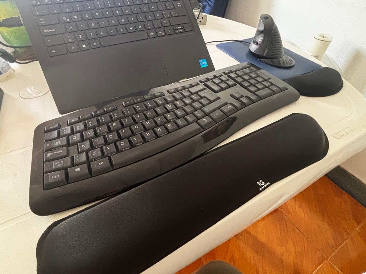 Gimars Upgrade Enlarge Silky and Superfine Fabric Gel Memory Foam Keyboard Wrist Rest Set, Ergonomic Keyboard Mouse Wrist Support for Typing Pain Relief, Comfort for Office, Gaming, Computer, Black - Customer Photo 1