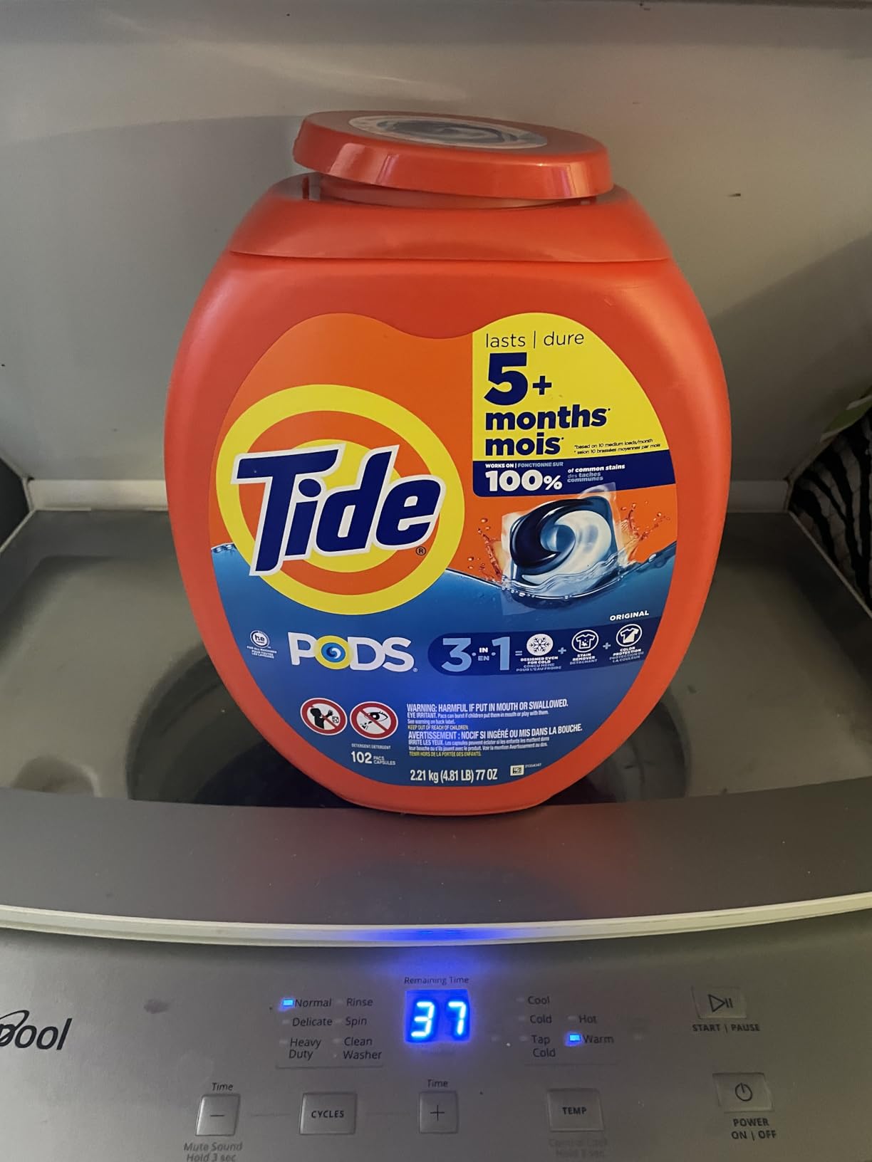 Tide PODS laundry detergent pacs, 3-in-1 Stain Remover, Odor Fighter, Color Protector, 42 Count, HE compatible, Original Scent - Customer Photo 2