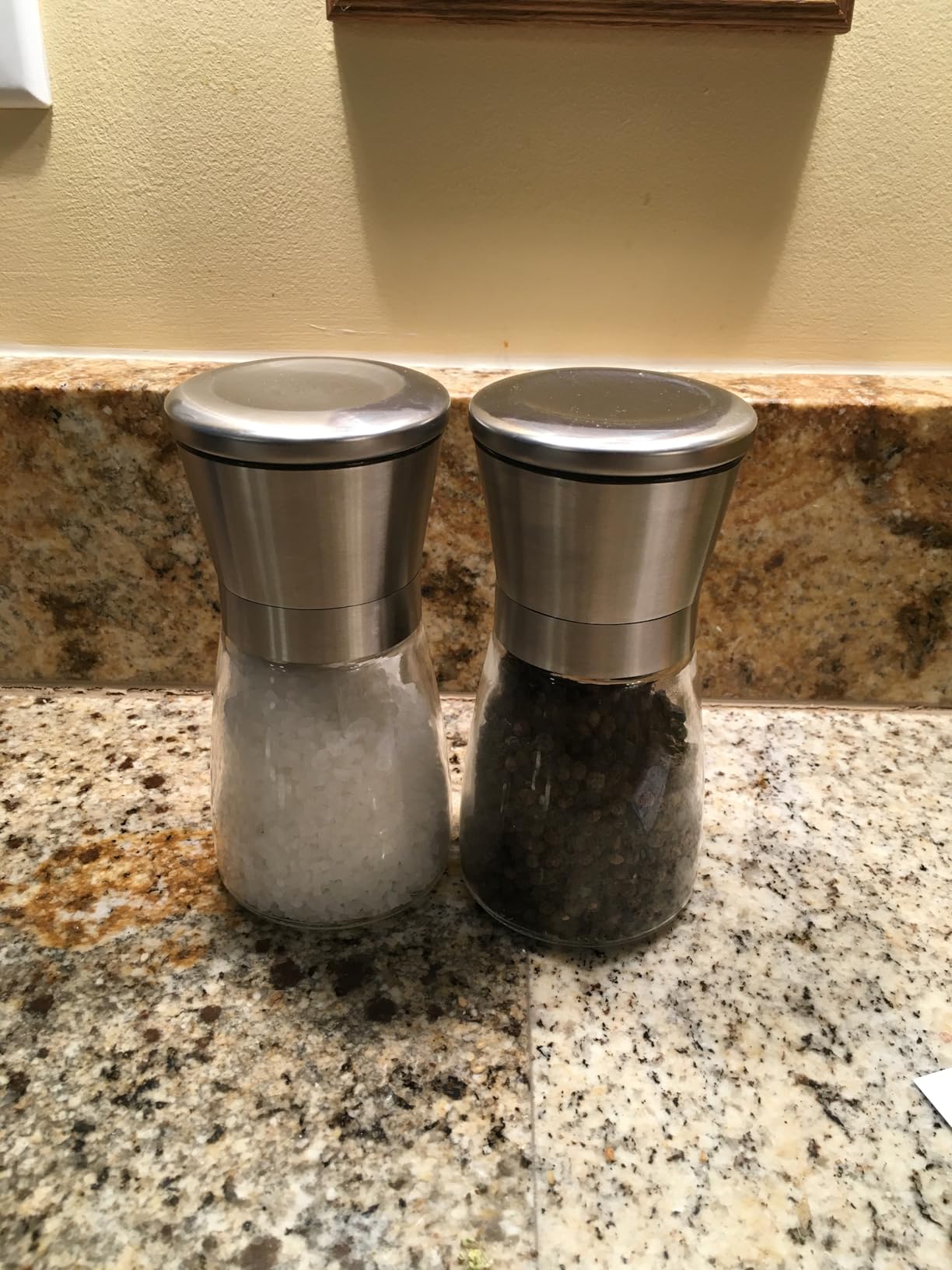 Home EC Original Stainless Steel Sea Salt and Pepper Grinder Set of 2 - Adjustable Ceramic - Glass Salt and Pepper Shakers - Kitchen Pepper Mill & Salt Mill W/Funnel & EBook - Customer Photo 1