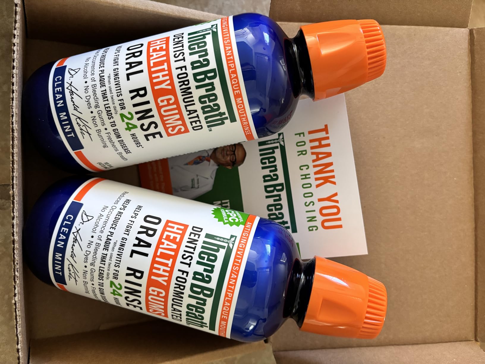 TheraBreath Healthy Gums Oral Rinse, Antigingivitis, Clean Mint Flavor, Dentist Formulated to Help Prevent Gingivitis and Support Gum Health, Alcohol Free, 16 Fl Oz (Pack of 2) Customer Review TheraBreath Healthy Gums Oral Rinse, Antigingivitis, Clean Mint Flavor, Dentist Formulated to Help Prevent Gingivitis and Support Gum Health, Alcohol Free, 16 Fl Oz (Pack of 2) - Customer Photo 2