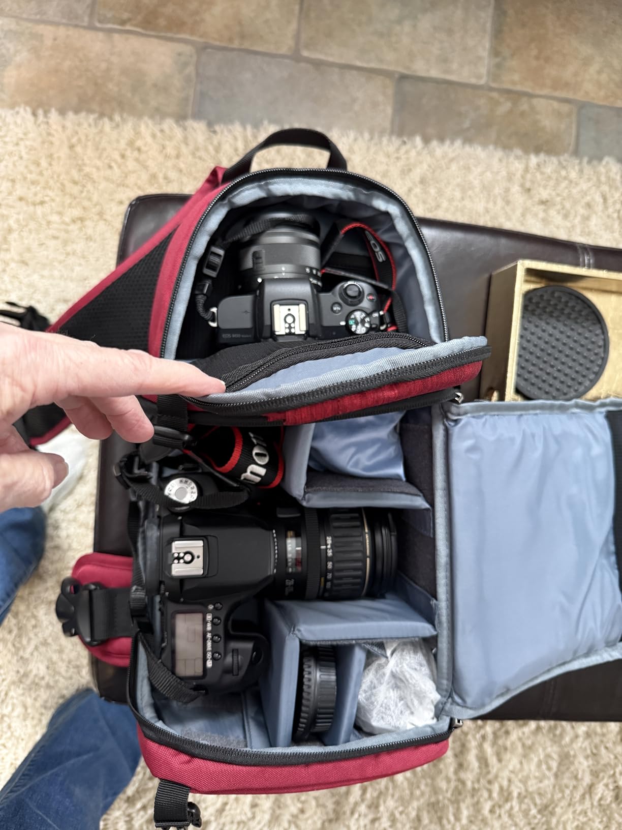 MOSISO Camera Sling Bag, DSLR/SLR/Mirrorless Camera Case Shockproof Photography Camera Backpack with Tripod Holder & Removable Modular Inserts Compatible with Canon/Nikon/Sony/Fuji, Black - Customer Photo 1