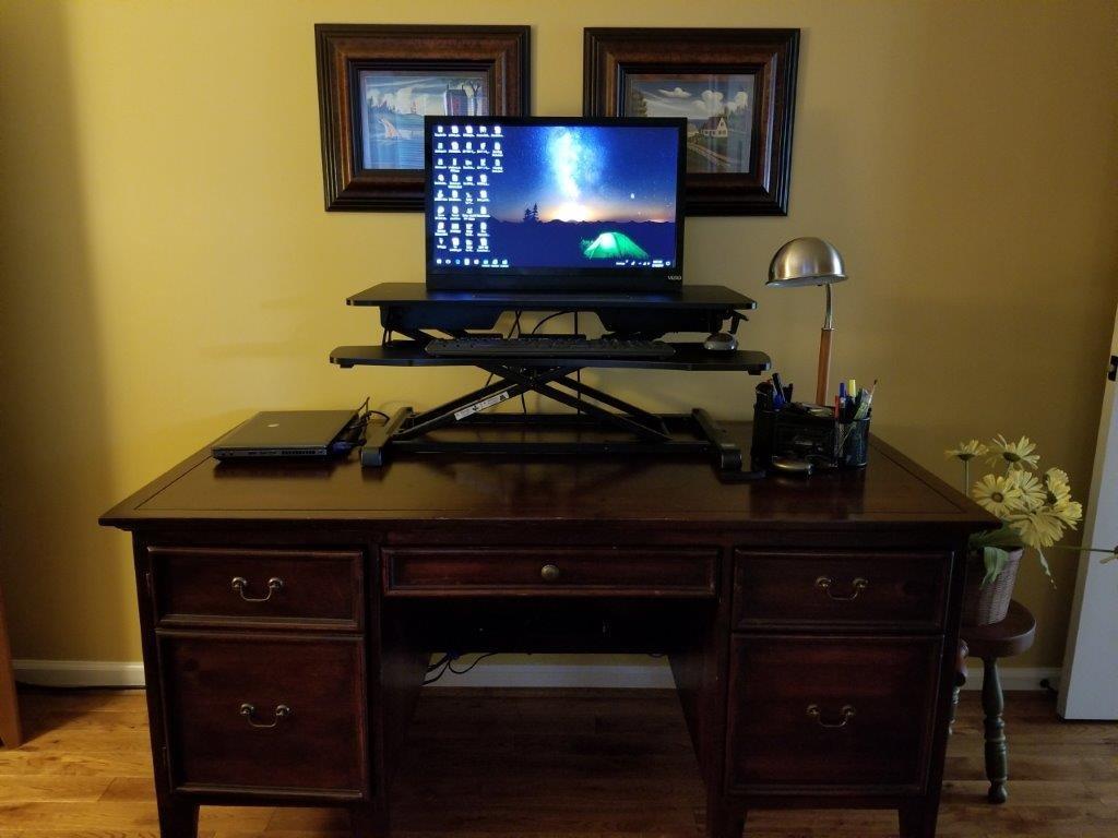 Flexpro Hero 37 Inch Standing Desk Converter, for Office and Home, Height Adjustable, 2 Level Sit to Stand Workspace with Keyboard Shelf & Monitor Riser, Sit or Stand (Black, 37 x 18 x 4.5 to 20) Customer Review Flexpro Hero 37 Inch Standing Desk Converter, for Office and Home, Height Adjustable, 2 Level Sit to Stand Workspace with Keyboard Shelf & Monitor Riser, Sit or Stand (Black, 37 x 18 x 4.5 to 20) - Customer Photo 2