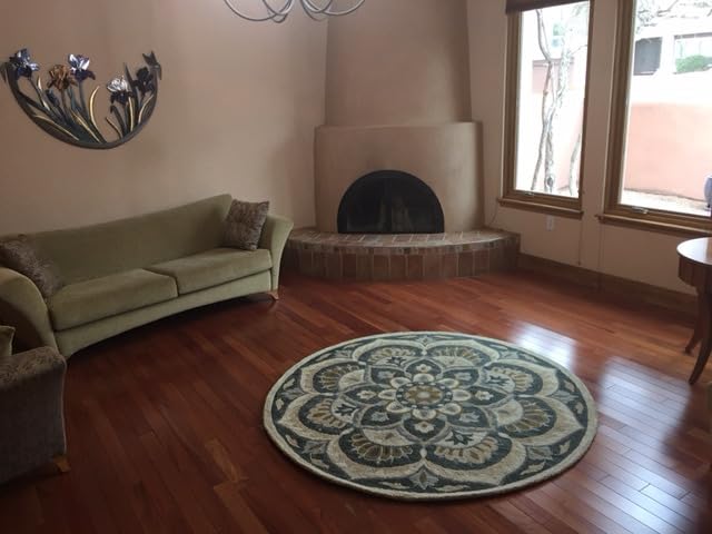 LR Home 4ft Round Indoor Wool Area Rug for Home Decor | Rugs for Living Room, Bedroom, Playroom, Entryway, Office | Hand Woven Modern Farmhouse Large Boho Area Rug for Room Decor | Rust/Teal - Customer Photo 2
