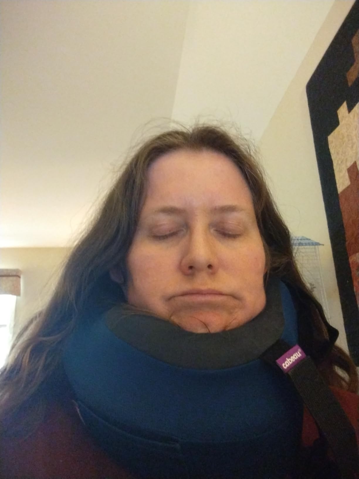 Cabeau Evolution S3 Travel Pillow – Straps to Airplane Seat – Ensures Your Head Won't Fall Forward – Relax with Plush Memory Foam – Quick-Dry Fabric Keeps You Cool and Dry (Indigo) Customer Review Cabeau Evolution S3 Travel Pillow – Straps to Airplane Seat – Ensures Your Head Won't Fall Forward – Relax with Plush Memory Foam – Quick-Dry Fabric Keeps You Cool and Dry (Indigo) - Customer Photo 1