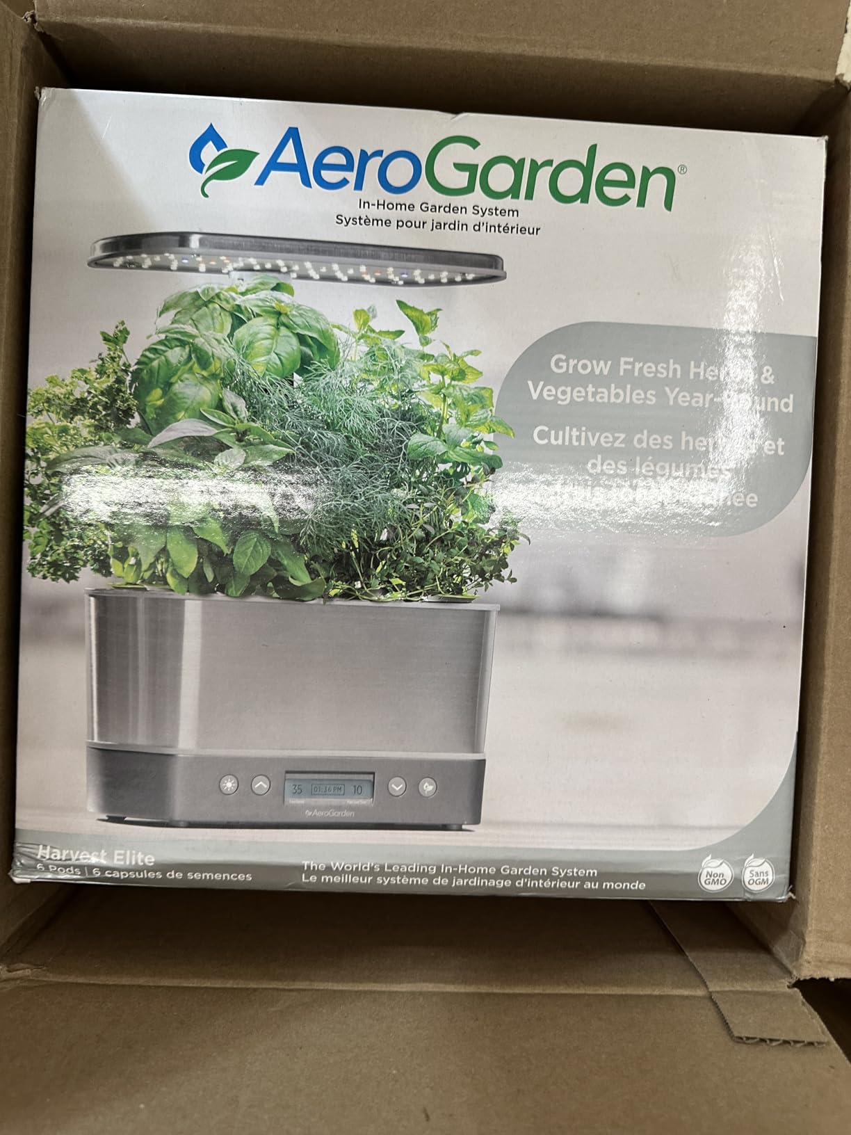AeroGarden Harvest Elite Indoor Garden Hydroponic System with LED Grow Light and Seed Kit, Holds up to 6 Pods, Stainless Steel - Customer Photo 2