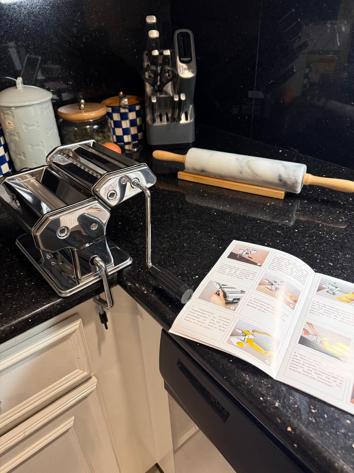 Sailnovo Pasta Maker Machine, 180 Roller Pasta Maker, 9 Adjustable Thickness Settings 2-in-1 Noodles Maker with Rollers and Cutter, Perfect for Spaghetti, Fettuccini, Lasagna or Dumpling Skin Silver Customer Review Sailnovo Pasta Maker Machine, 180 Roller Pasta Maker, 9 Adjustable Thickness Settings 2-in-1 Noodles Maker with Rollers and Cutter, Perfect for Spaghetti, Fettuccini, Lasagna or Dumpling Skin Silver - Customer Photo 2