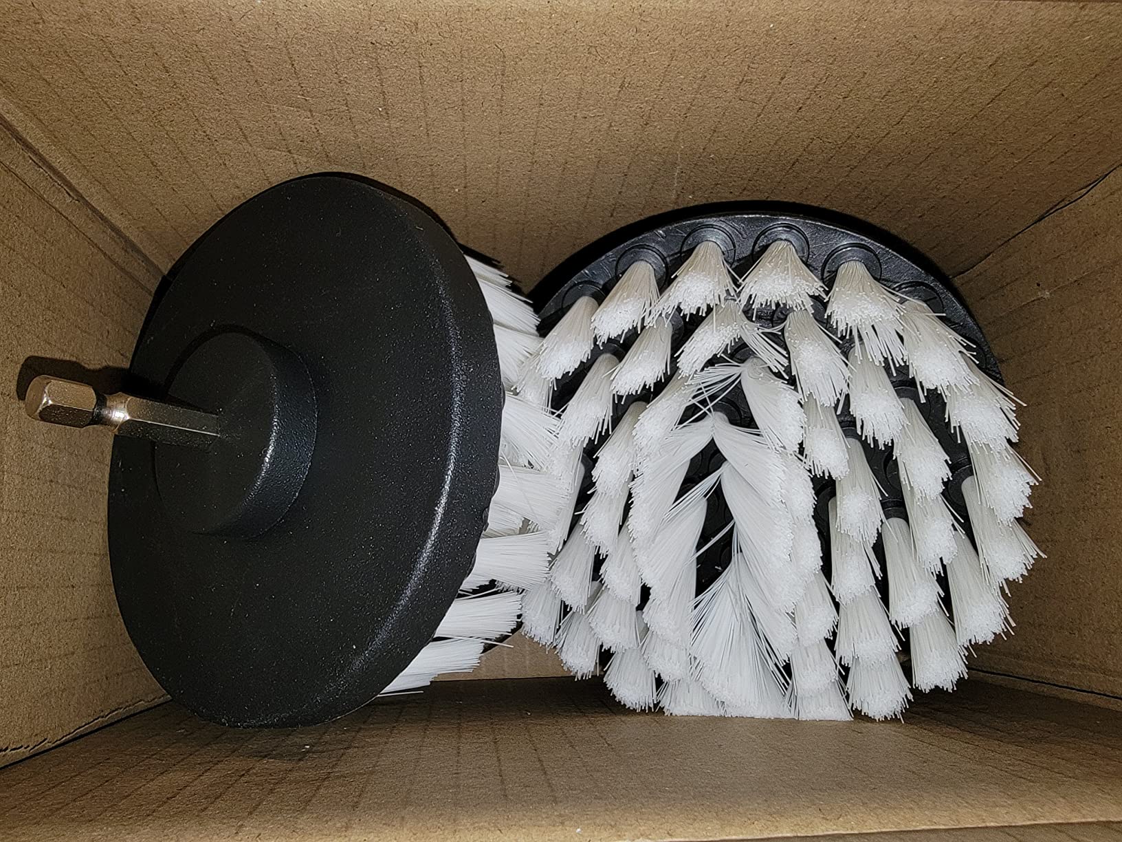 5 Piece 4 inch Drill Brush Soft Bristle White Quick Change Shaft Soft Bristle Power Scrubber Brush Set for Cleaning Car, Boat, Seat, Carpet, Upholstery and Shower Door - Customer Photo 2