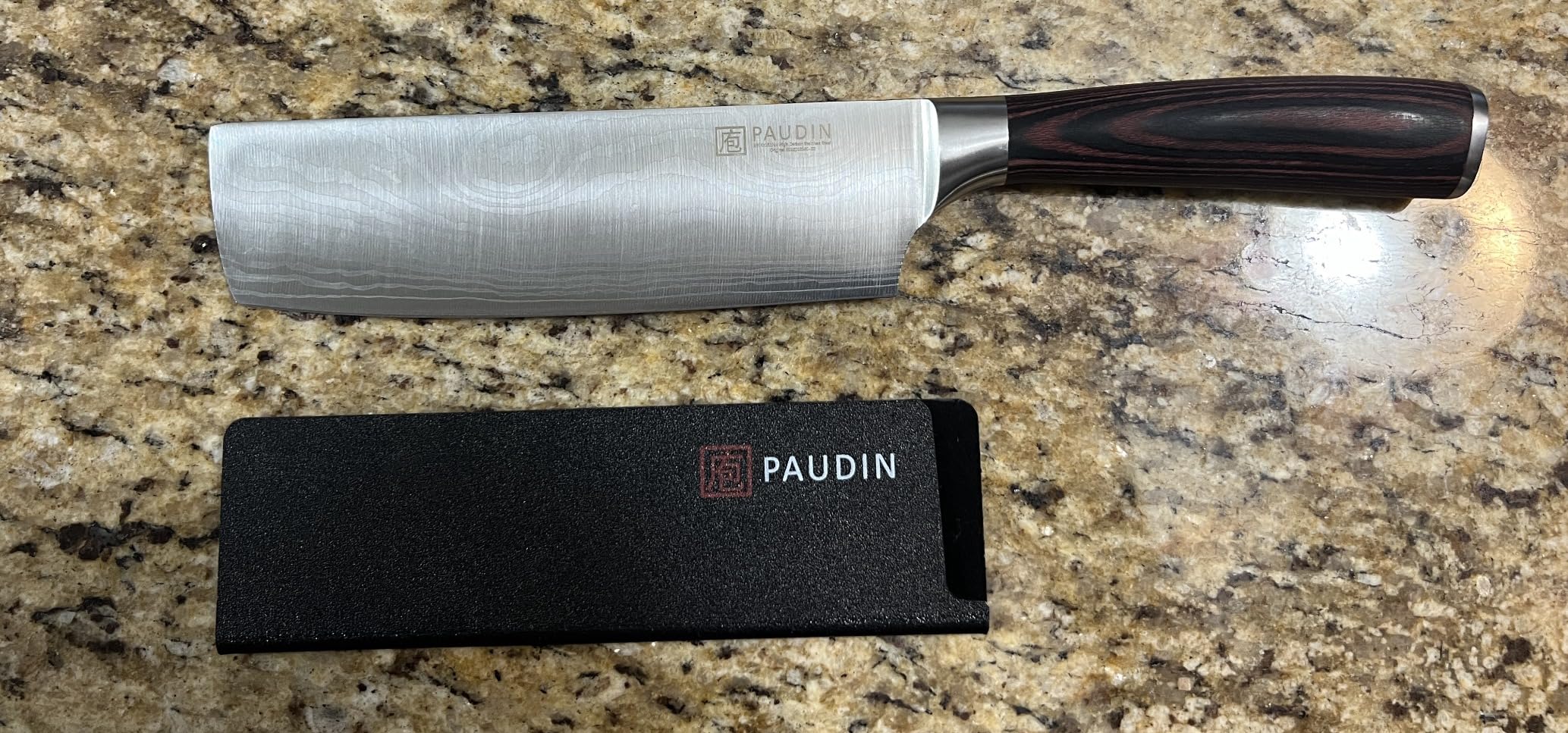 PAUDIN Nakiri Knife - 7 inch Razor Sharp Meat Cleaver and Vegetable Kitchen Knife, High Carbon Stainless Steel - Customer Photo 2