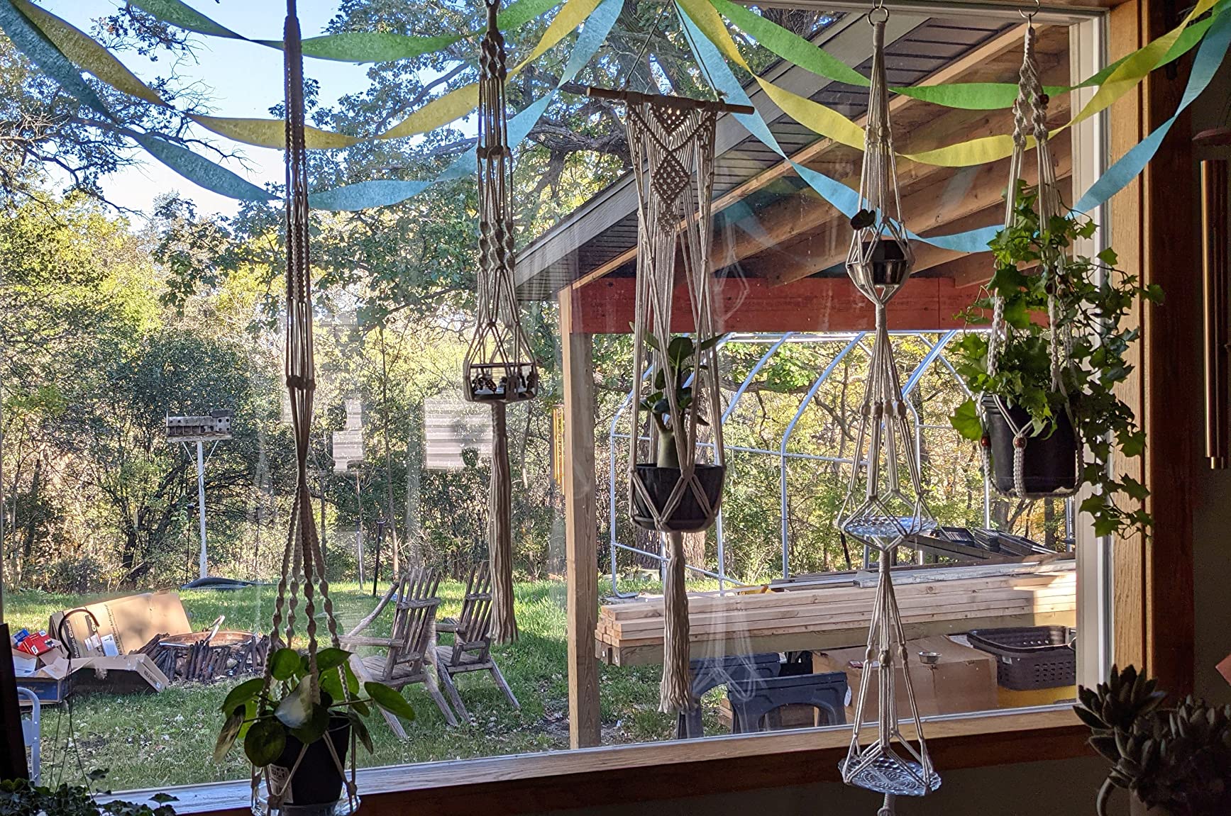 GROWNEER 5 Packs Macrame Plant Hangers with 5 Hooks, Different Tiers Handmade Cotton Rope Hanging Planters Set Flower Pots Holder Stand for Indoor Outdoor Boho Home Decor Customer Review GROWNEER 5 Packs Macrame Plant Hangers with 5 Hooks, Different Tiers Handmade Cotton Rope Hanging Planters Set Flower Pots Holder Stand for Indoor Outdoor Boho Home Decor - Customer Photo 2