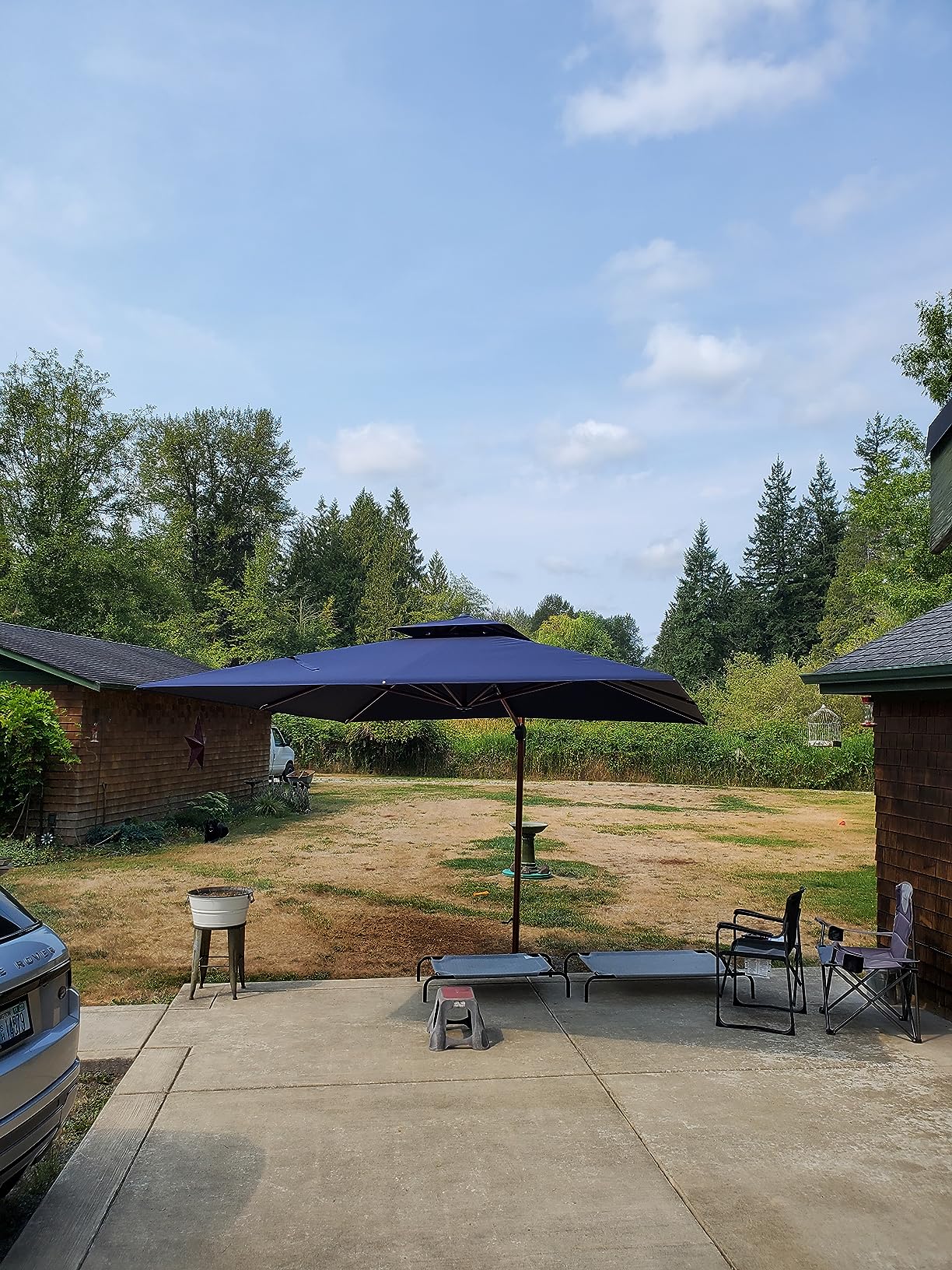 PURPLE LEAF 10ft Patio Umbrella Outdoor Square Umbrellas Large Cantilever Umbrella Windproof Offset Umbrella Heavy Duty Sun Umbrella for Garden Deck Pool Patio, Cream Customer Review PURPLE LEAF 10ft Patio Umbrella Outdoor Square Umbrellas Large Cantilever Umbrella Windproof Offset Umbrella Heavy Duty Sun Umbrella for Garden Deck Pool Patio, Cream - Customer Photo 1