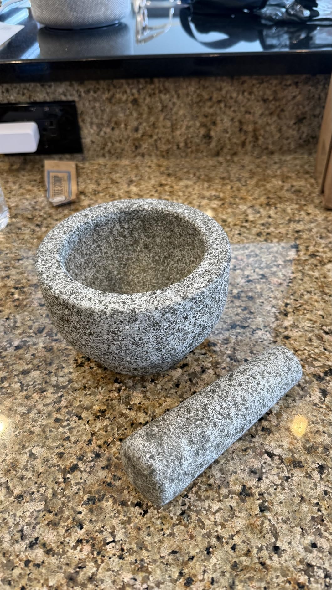 GORILLA GRIP Heavy Duty Mortar and Pestle Set with Slip Resistant Base, 100% Granite Stone Molcajete Guacamole Bowl, Grind Seeds, Garlic, Herb, Kitchen Muddler, Essentials for Chefs, 1.5 Cup Gray - Customer Photo 1