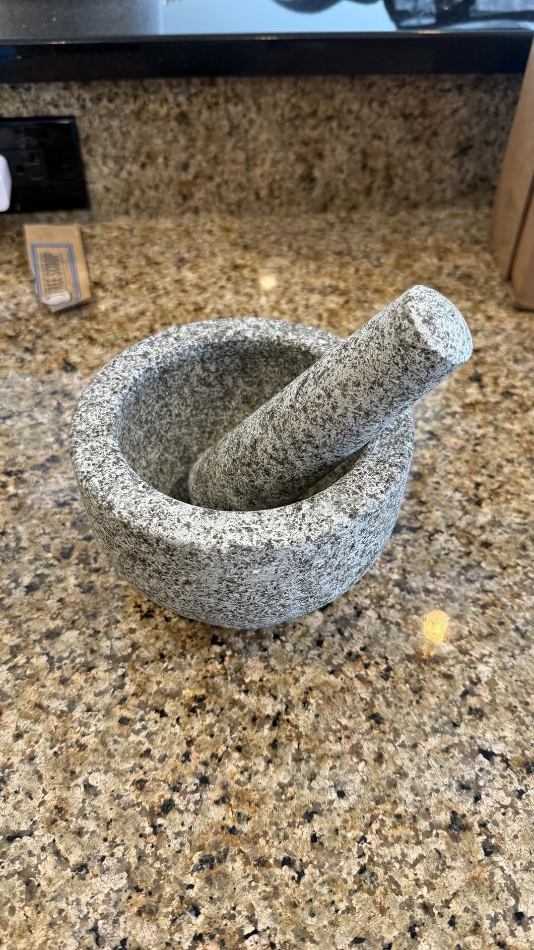GORILLA GRIP Heavy Duty Mortar and Pestle Set with Slip Resistant Base, 100% Granite Stone Molcajete Guacamole Bowl, Grind Seeds, Garlic, Herb, Kitchen Muddler, Essentials for Chefs, 1.5 Cup Gray - Customer Photo 2