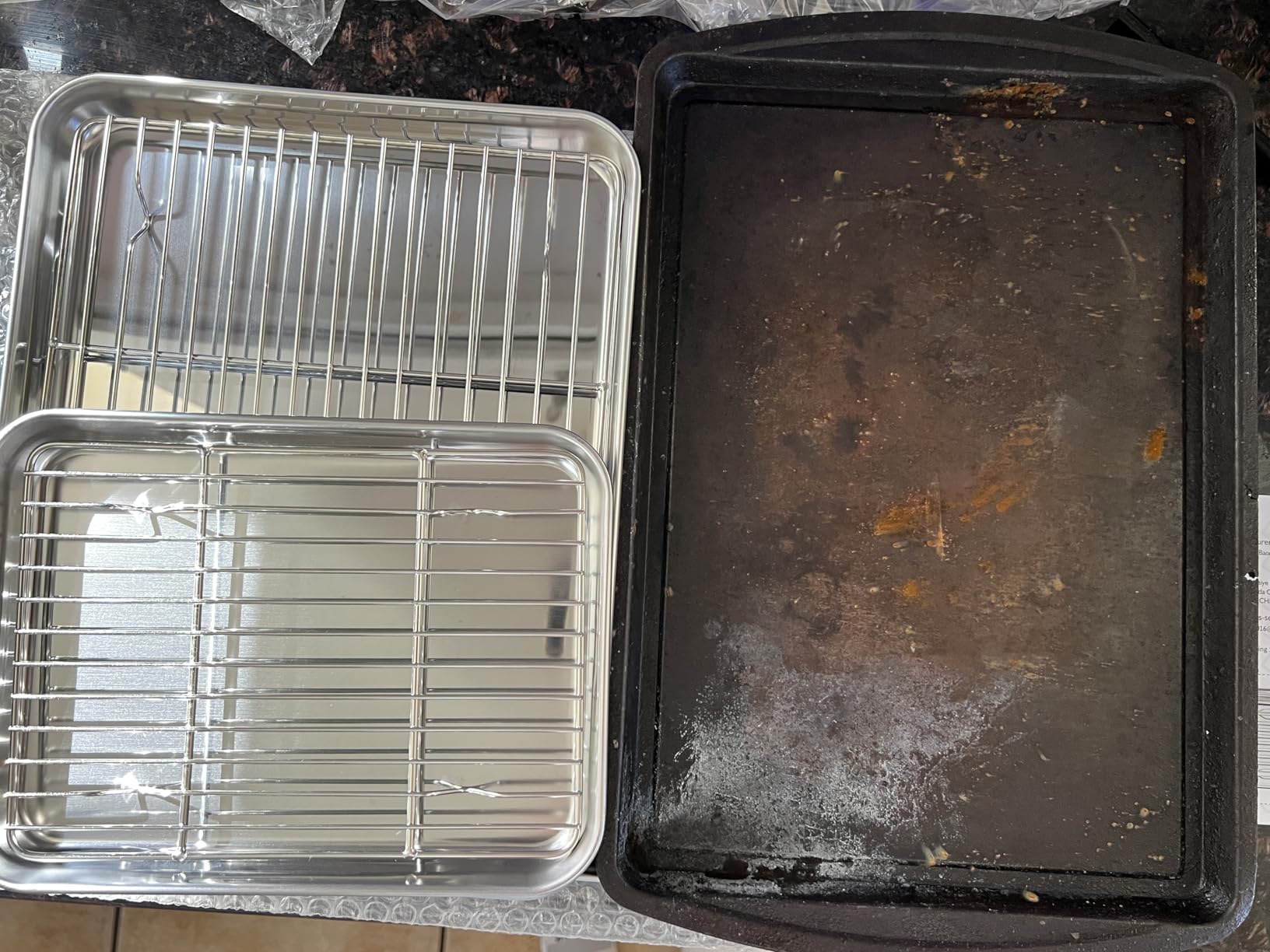 Wildone Baking Sheet with Rack Set (3 Pans + 3 Racks), Stainless Steel Baking Pan Cookie Sheet with Cooling Rack, Non Toxic & Heavy Duty & Easy Clean - Customer Photo 2