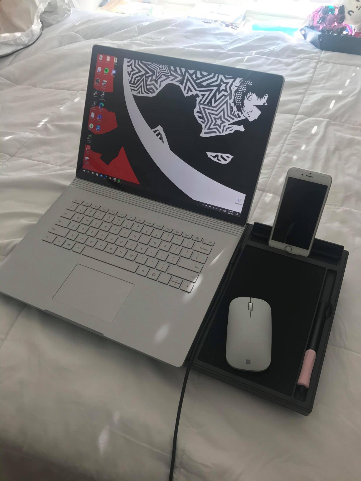 LAPGEAR Ergo Pro Lap Desk with 20 Adjustable Angles, Mouse Pad, and Phone Holder - Black - Fits up to 15.6 Inch Laptops and Most Tablets - Customer Photo 1