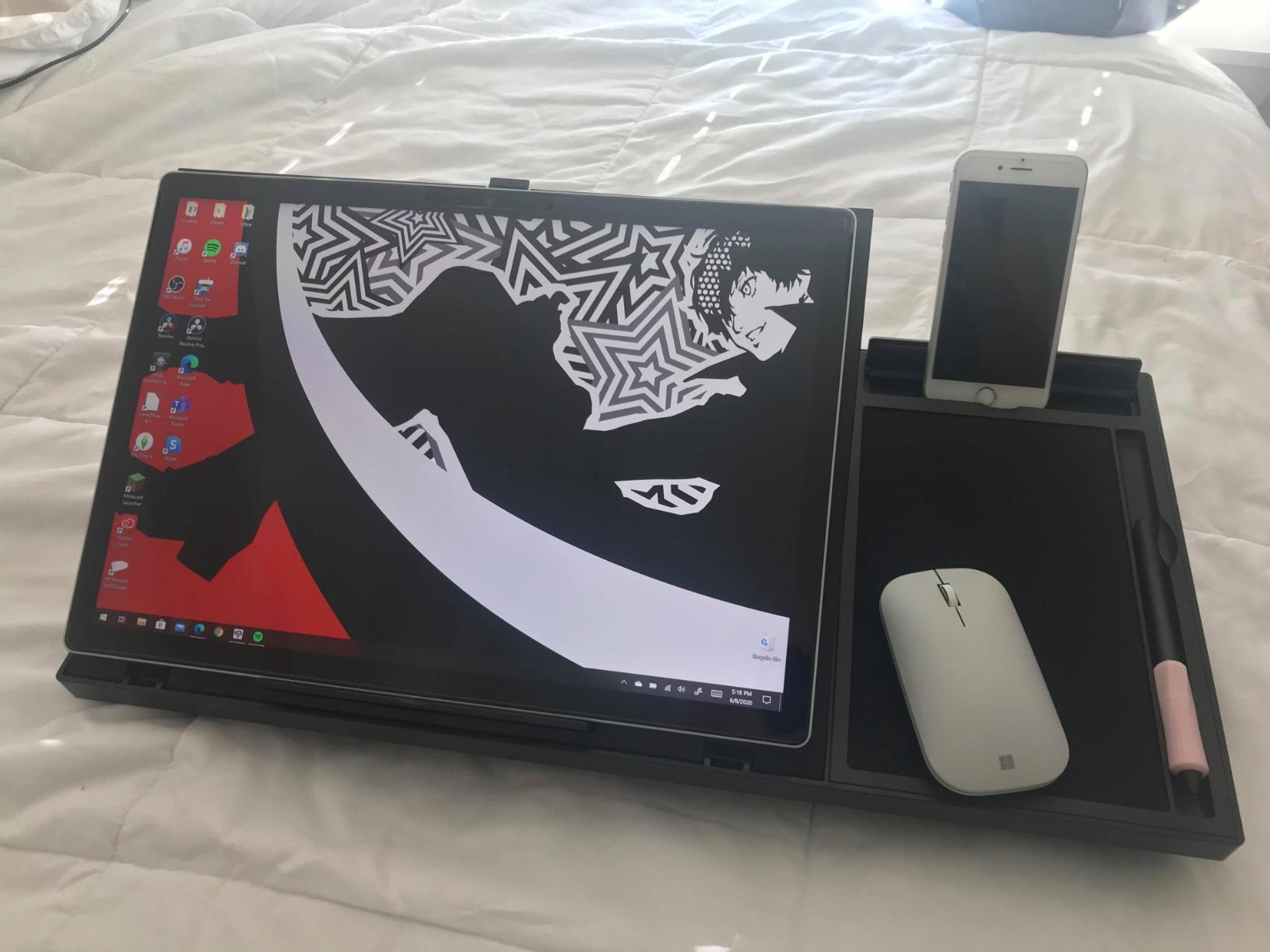 LAPGEAR Ergo Pro Lap Desk with 20 Adjustable Angles, Mouse Pad, and Phone Holder - Black - Fits up to 15.6 Inch Laptops and Most Tablets - Customer Photo 2