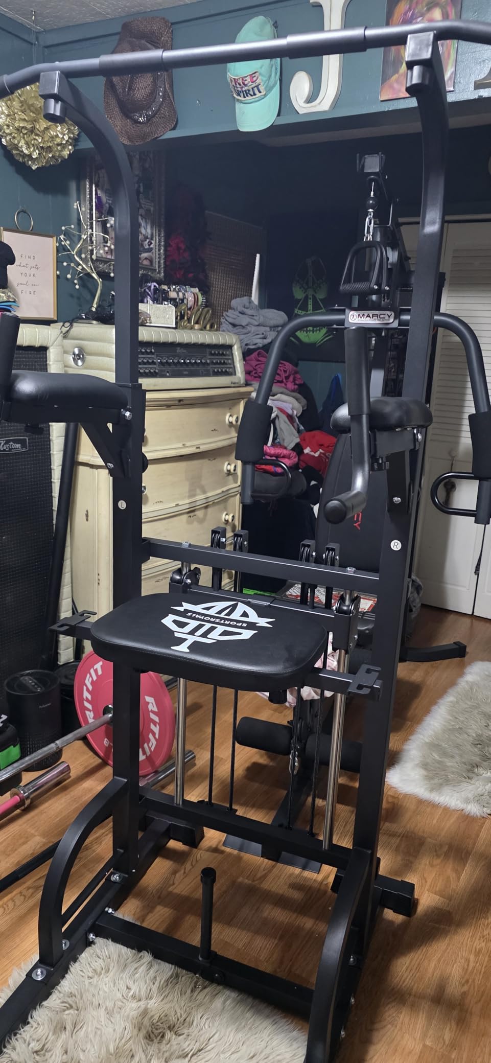Sportsroyals Power Tower Pull Up Bar Station, 450LBS Stable Pull Up Dip Station for Home Gym Strength Training Equipment Customer Review Sportsroyals Power Tower Pull Up Bar Station, 450LBS Stable Pull Up Dip Station for Home Gym Strength Training Equipment - Customer Photo 2