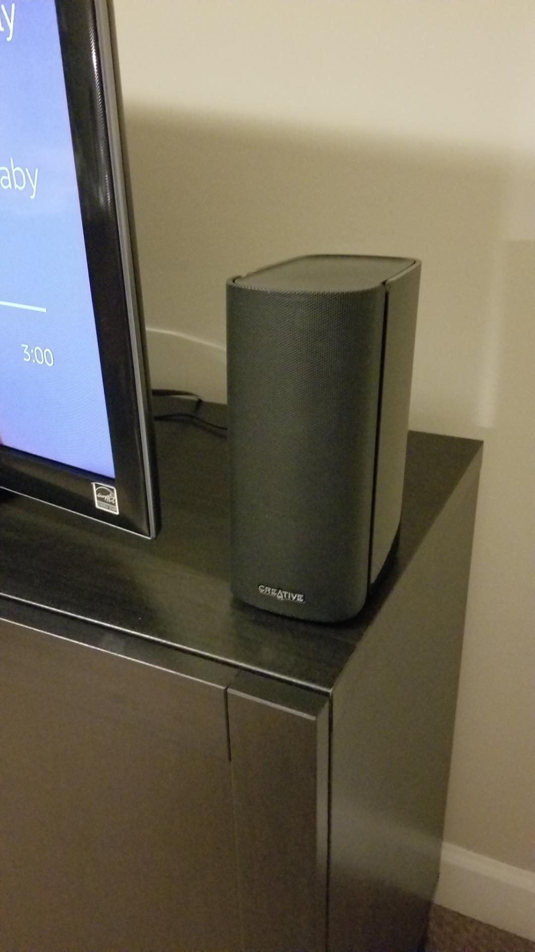 Creative T100 2.0 Compact Hi-Fi Speakers, up to 80W Peak Power with Bluetooth 5.0, Optical-in, AUX-in, Wide Soundstage and Audio Clarity with Bass Control for Computers and Laptops (Black) - Customer Photo 1