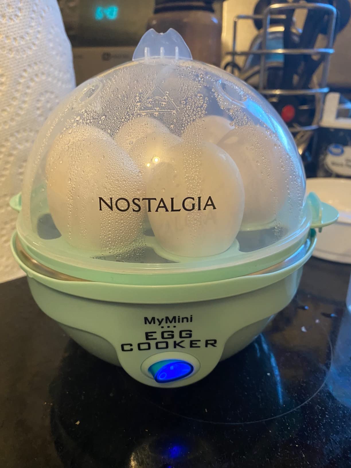 Nostalgia Retro Electric Large Hard-Boiled Egg Cooker, 7 Capacity, Poached, Scrambled, Omelets, Whites, Sandwiches, for Keto & Low-Carb Diets, Aqua - Customer Photo 2
