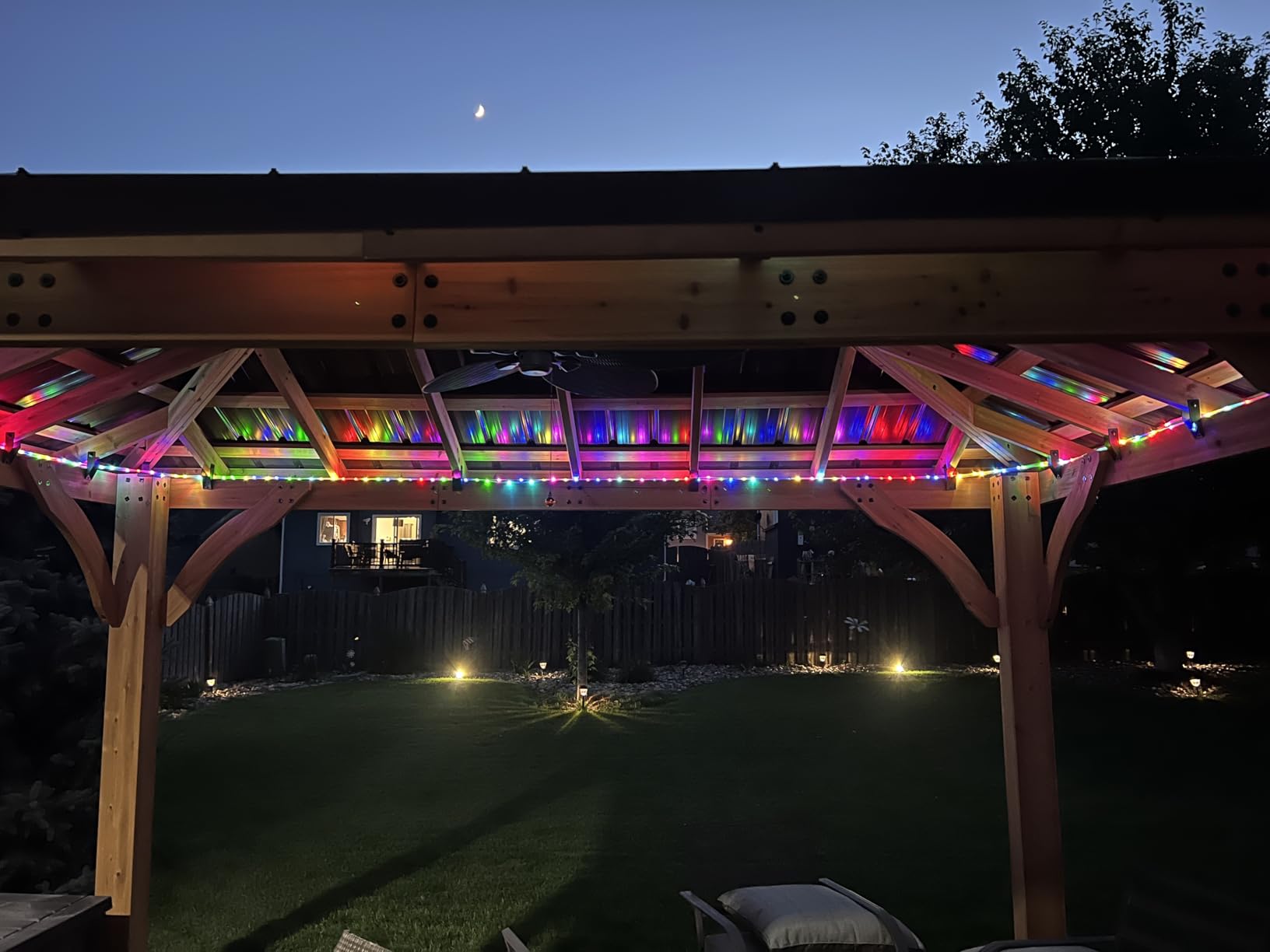 ANJAYLIA 66ft 200 LED Rope Lights Outdoor, Waterproof 16 Colors Changing String Lights Plug in with Remote Control Indoor Twinkle Fairy Lights for Bedroom Garden Party Halloween Christmas Decorations Customer Review ANJAYLIA 66ft 200 LED Rope Lights Outdoor, Waterproof 16 Colors Changing String Lights Plug in with Remote Control Indoor Twinkle Fairy Lights for Bedroom Garden Party Halloween Christmas Decorations - Customer Photo 1