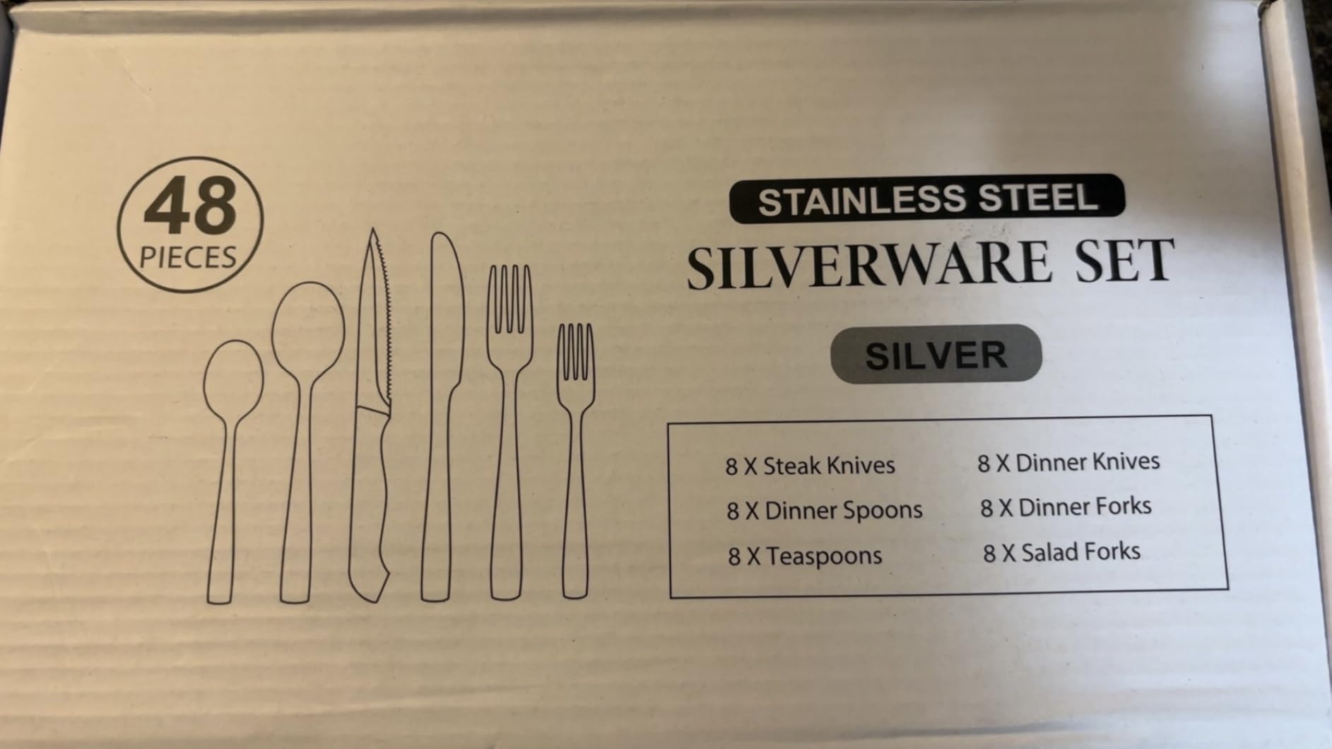 HIWARE 48-Piece Silverware Set with Steak Knives for 8, 18/8 Stainless Steel Flatware Cutlery Set For Home Kitchen Restaurant Hotel, Kitchen Utensils Set, Mirror Polished, Dishwasher Safe Customer Review HIWARE 48-Piece Silverware Set with Steak Knives for 8, 18/8 Stainless Steel Flatware Cutlery Set For Home Kitchen Restaurant Hotel, Kitchen Utensils Set, Mirror Polished, Dishwasher Safe - Customer Photo 2