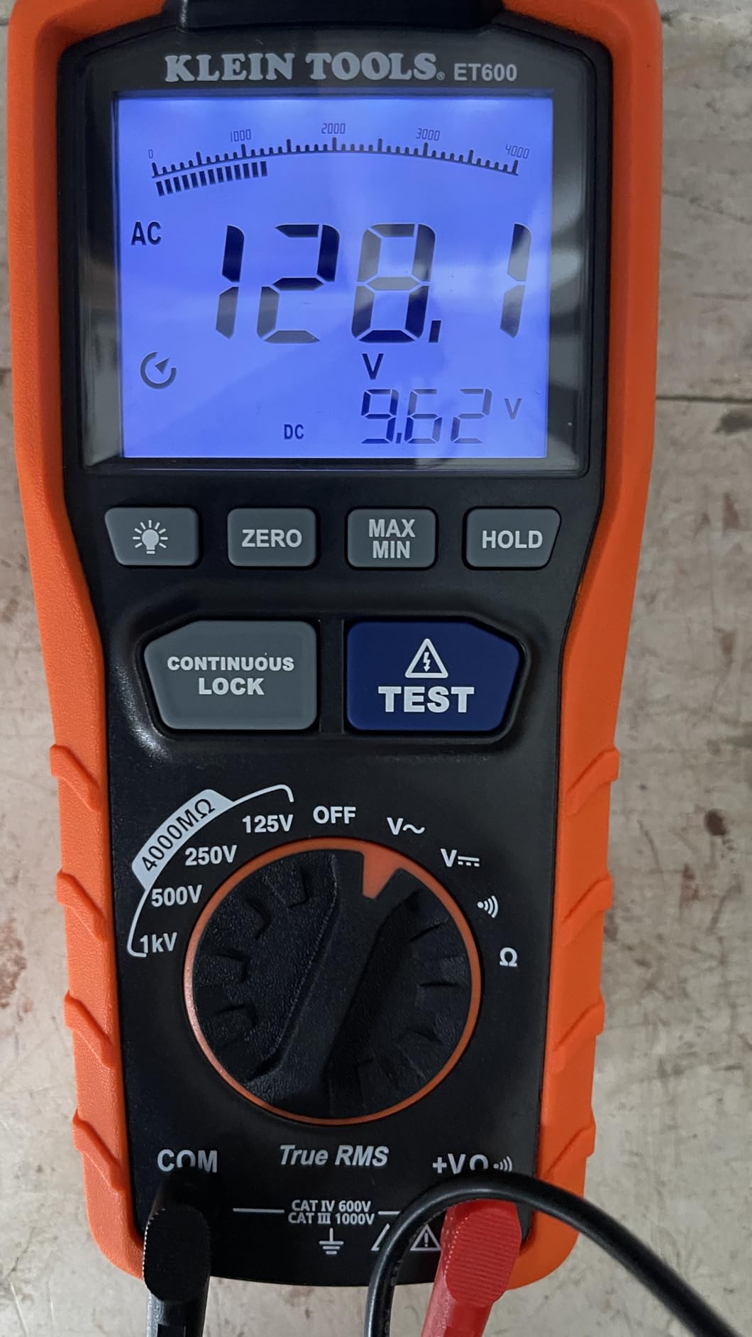 Klein Tools ET600 Multimeter, Megohmmeter Insulation Tester, 4000 Ohms Resistance, 125V/250V/500V/1000V, Auto-Ranging TRMS Multimeter Customer Review Klein Tools ET600 Multimeter, Megohmmeter Insulation Tester, 4000 Ohms Resistance, 125V/250V/500V/1000V, Auto-Ranging TRMS Multimeter - Customer Photo 1