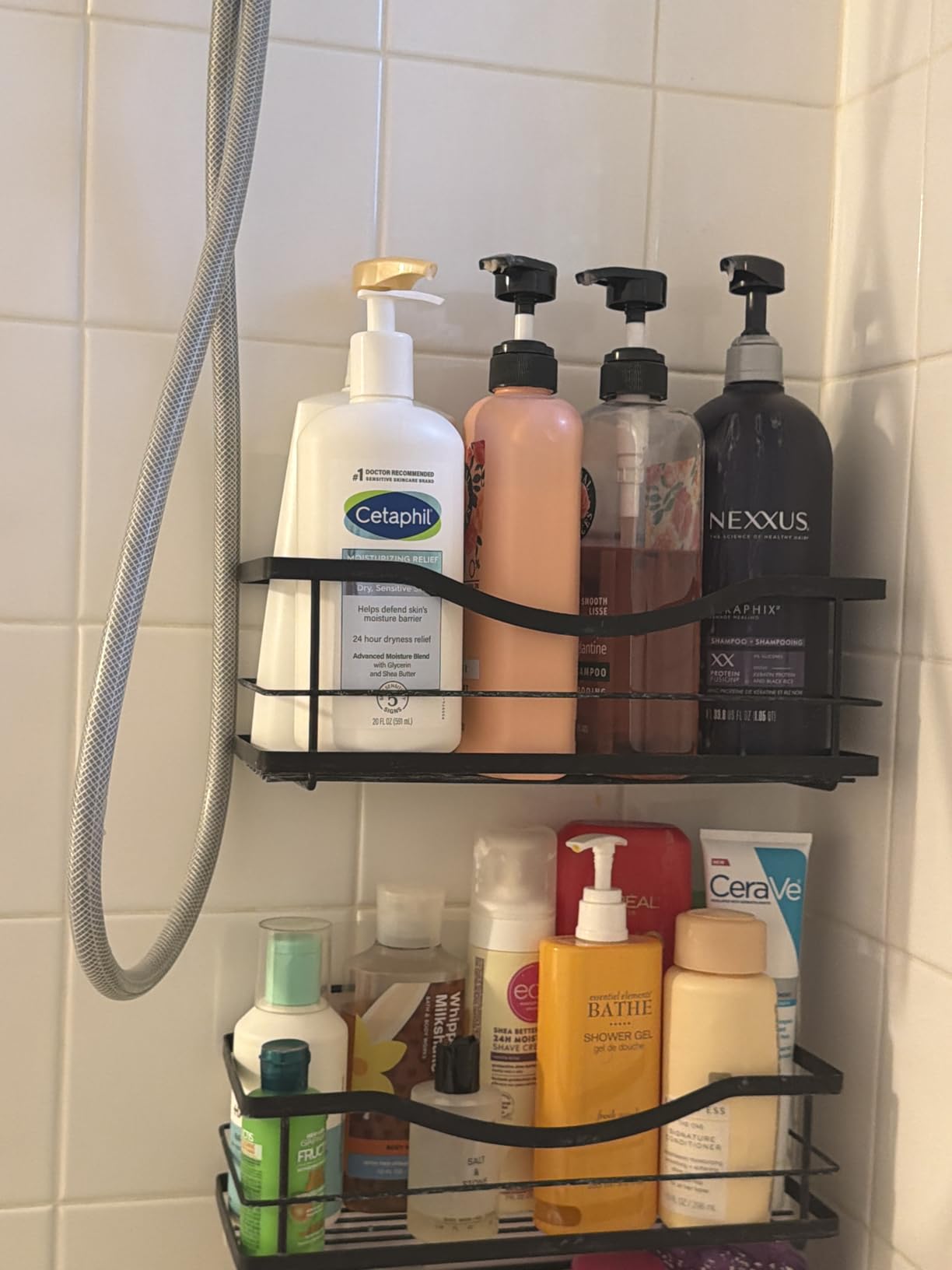 KINCMAX Premium Shower Caddy, Self Adhesive Wall Shower Organizer, 2-Pack No Drill Bathroom Shelves, Rustproof Stainless Steel Shampoo Holder, Storage Rack, Silver - Customer Photo 2