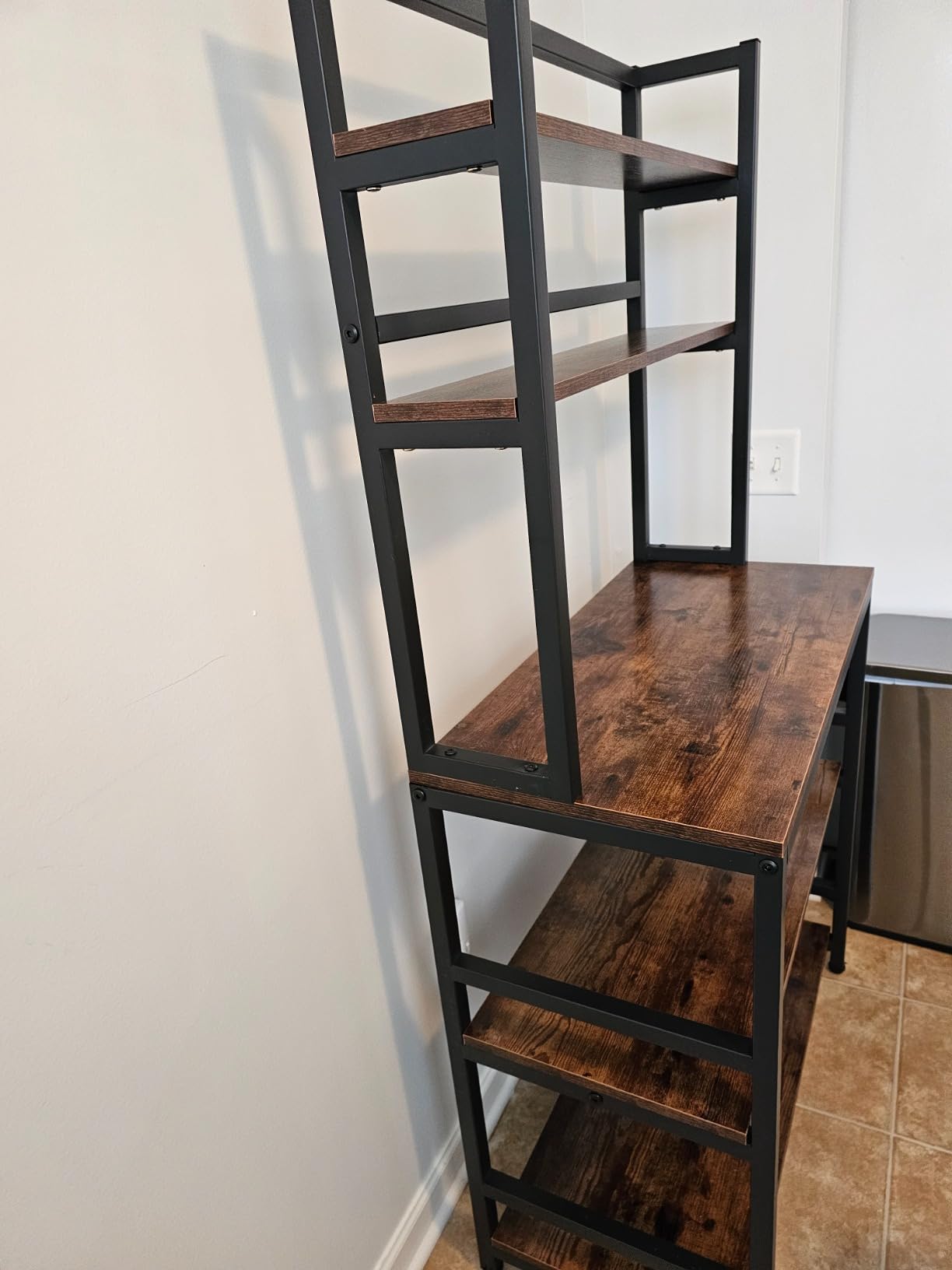 Tribesigns 5-Tier Kitchen Bakers Rack with Hutch, Industrial Microwave Oven Stand, Free Standing Kitchen Utility Cart Storage Shelf Organizer - Customer Photo 2