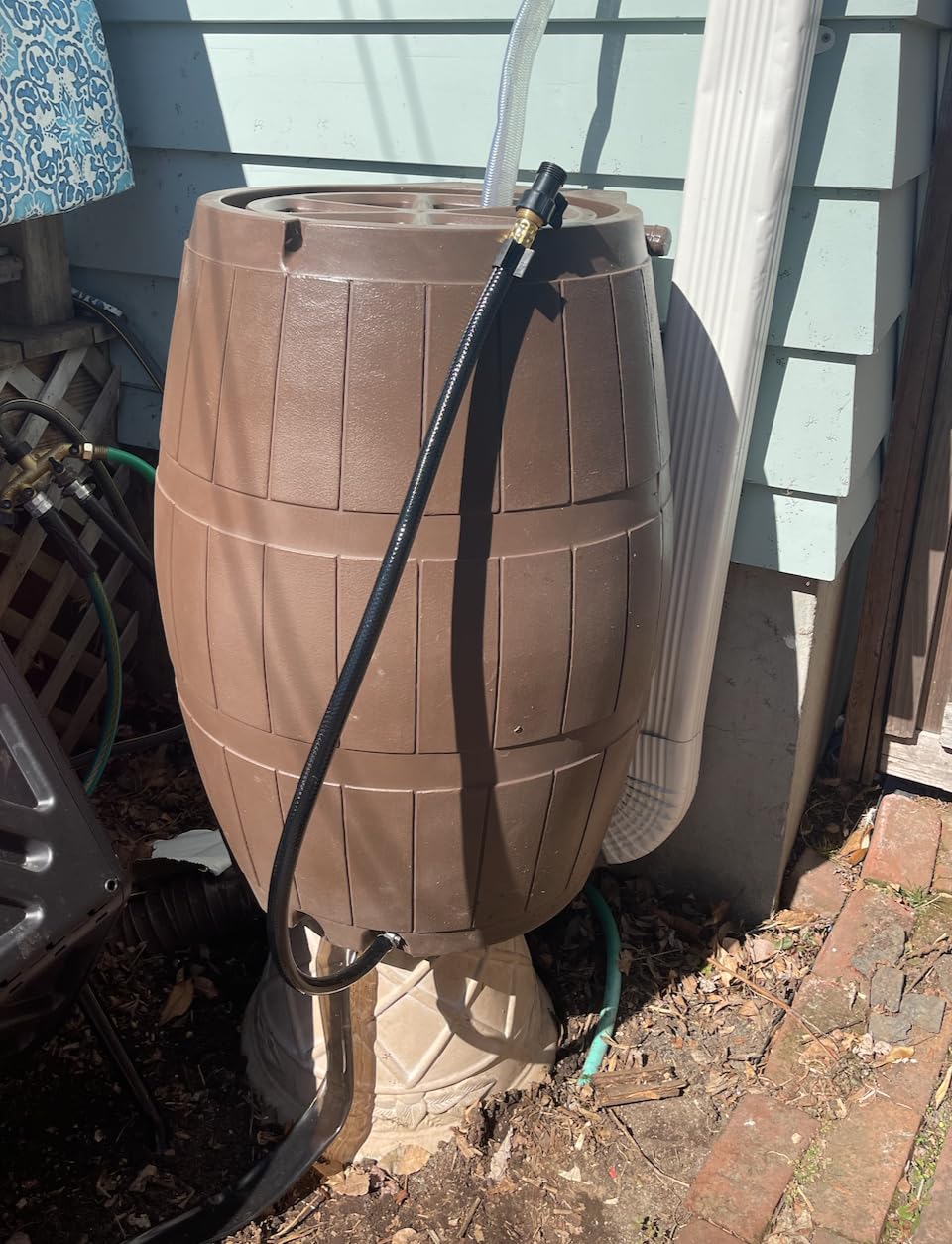 FCMP Outdoor Raincatcher 4000 Rain Barrel, Flat-Back Rainwater Catcher with Spigots, 50 Gallon, Black - Portable Water Storage Container Tank for Home, Garden, and Backyard customer photo 1