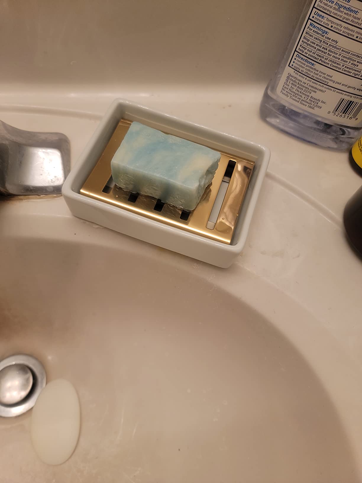 Lofekea Ceramic Soap Dish Gold Stainless Steel Soap Holder for Shower and Bathroom Double Layer Draining Soap Box - Customer Photo 2