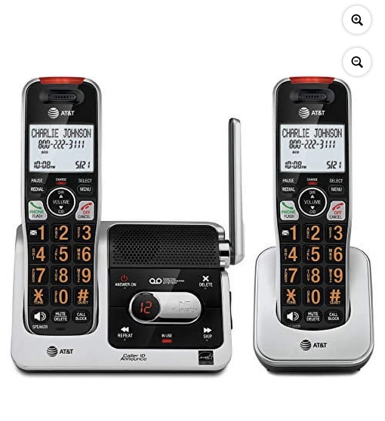 AT&T BL102-2 DECT 6.0 2-Handset Cordless Phone for Home with Answering Machine, Call Blocking, Caller ID Announcer, Audio Assist, Intercom, and Unsurpassed Range, Silver/Black Customer Review AT&T BL102-2 DECT 6.0 2-Handset Cordless Phone for Home with Answering Machine, Call Blocking, Caller ID Announcer, Audio Assist, Intercom, and Unsurpassed Range, Silver/Black - Customer Photo 1
