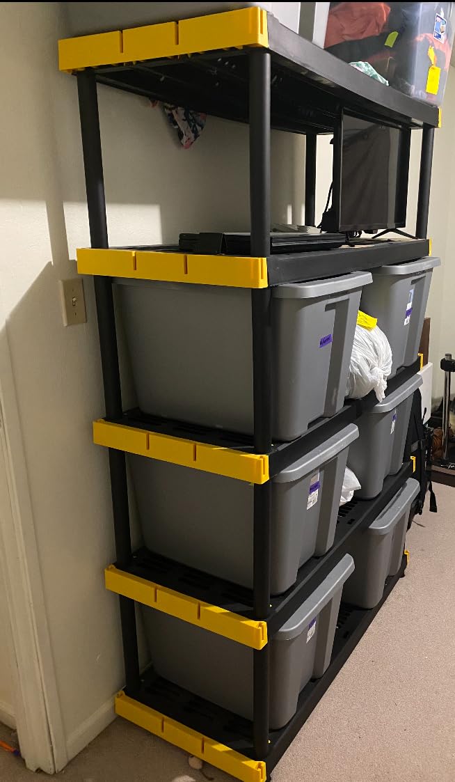 CX 4-Tier Heavy Duty Plastic Storage Shelves for Garage Organization, 200 lbs Per Shelf, 55 H x 48 W x 20 D in, Black and Yellow customer photo 2