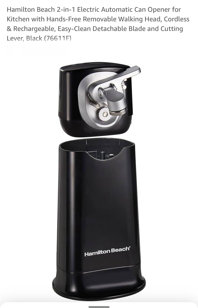 Hamilton Beach 76611 FlexCut 2-in-1 Cordless & Rechargeable Electric, Easily Standard Automatic Can Opener, Easy-Clean, With Removable Walking Cut Head - Customer Photo 2