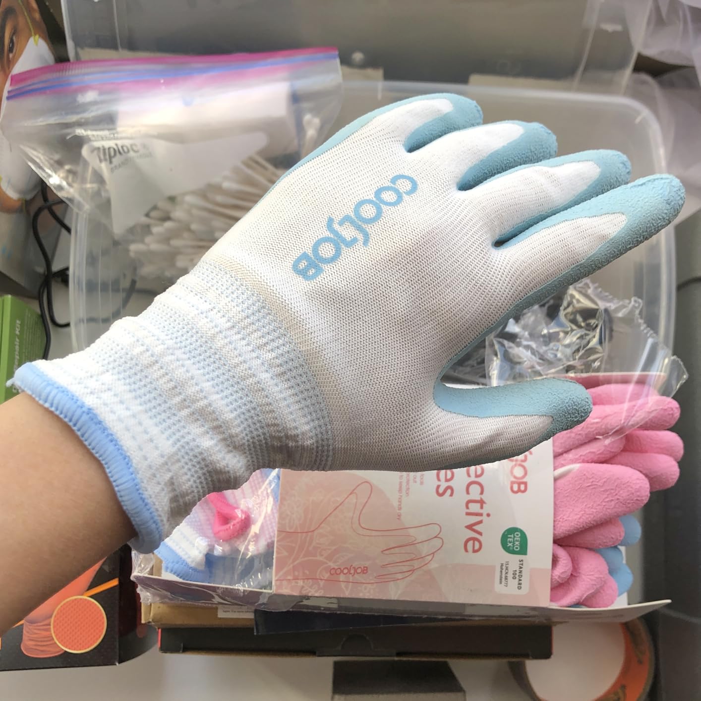 COOLJOB 10 Pairs Gardening Gloves for Women Ladies, Breathable Rubber Coated for Yard Garden, Outdoor Indoor Protective Work with Grip Customer Review COOLJOB 10 Pairs Gardening Gloves for Women Ladies, Breathable Rubber Coated for Yard Garden, Outdoor Indoor Protective Work with Grip - Customer Photo 1