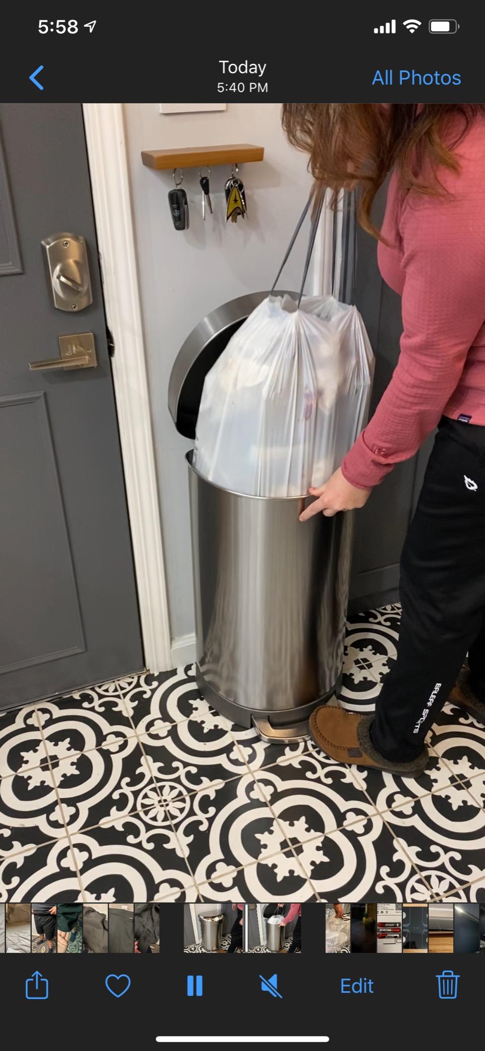 simplehuman Code J 100 Count, Dispenser Pack Custom Fit Liners, Drawstring Trash Bags, 30-45 Liter / 8-12 Gallon, White - Customer Photo 1