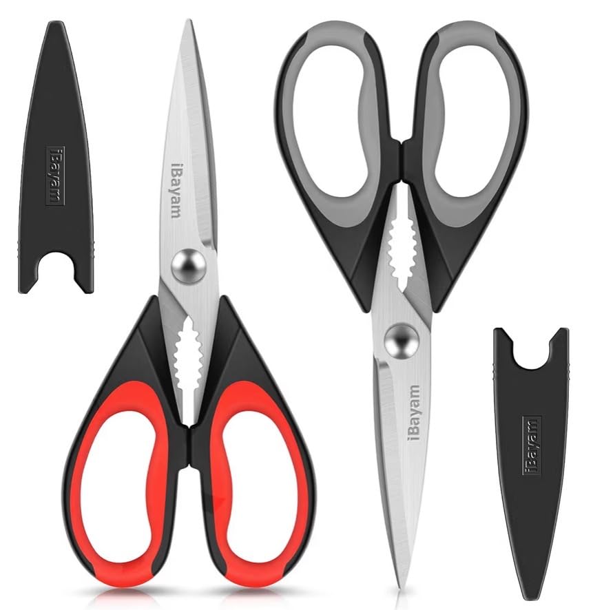 iBayam Kitchen Scissors All Purpose Heavy Duty, Kitchen Utensils Set, Stainless Steel Cooking Utensils Gadgets, Meat Poultry Food Shears Dishwasher Safe Utility Tools Home Gift, with Protective Sheath - Customer Photo 1