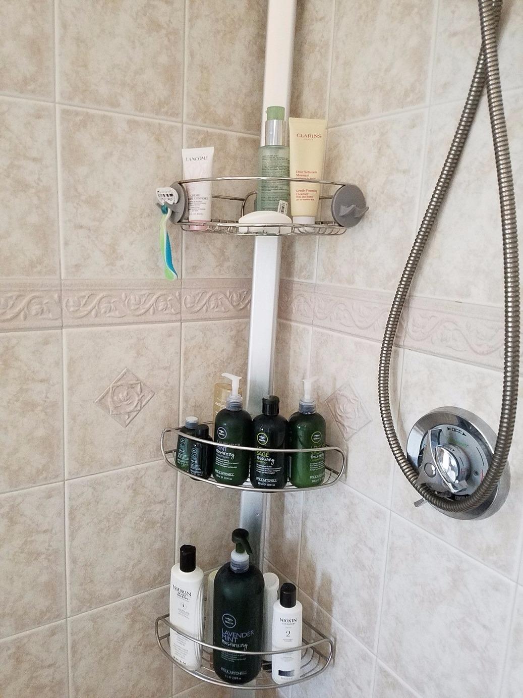 simplehuman 8' Tension Pole Shower Caddy, Stainless Steel and Anodized Aluminum - Customer Photo 3