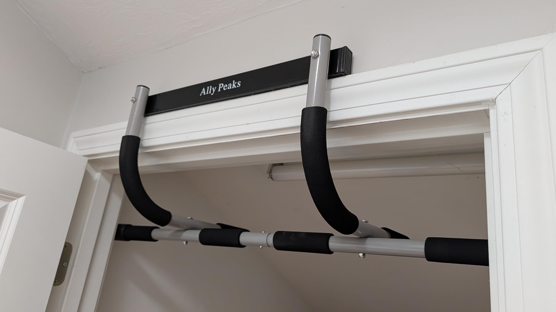 ALLY PEAKS Pull Up Bar Thickened Steel Pipe Super Heavy Duty Steel Frame Upper Workout Bar| Multi-Grip Strength for Doorway | Indoor Chin-Up Bar Fitness Trainer for Home Gym Max Limit 440 lbs Customer Review ALLY PEAKS Pull Up Bar Thickened Steel Pipe Super Heavy Duty Steel Frame Upper Workout Bar| Multi-Grip Strength for Doorway | Indoor Chin-Up Bar Fitness Trainer for Home Gym Max Limit 440 lbs - Customer Photo 1