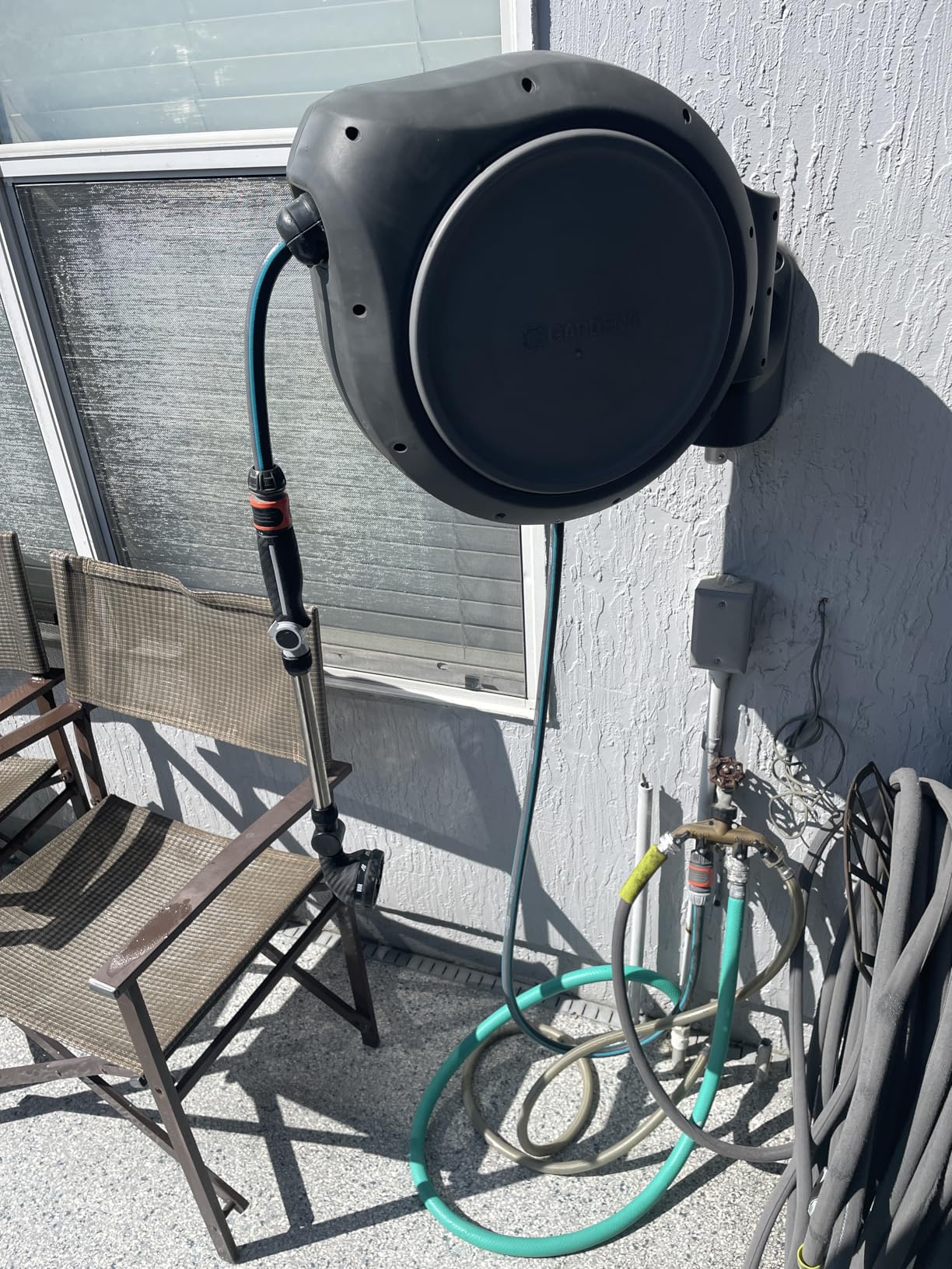 GARDENA 20505, 100' Retractable Garden Hose Reel with US Hose Threads - 100' x 1/2