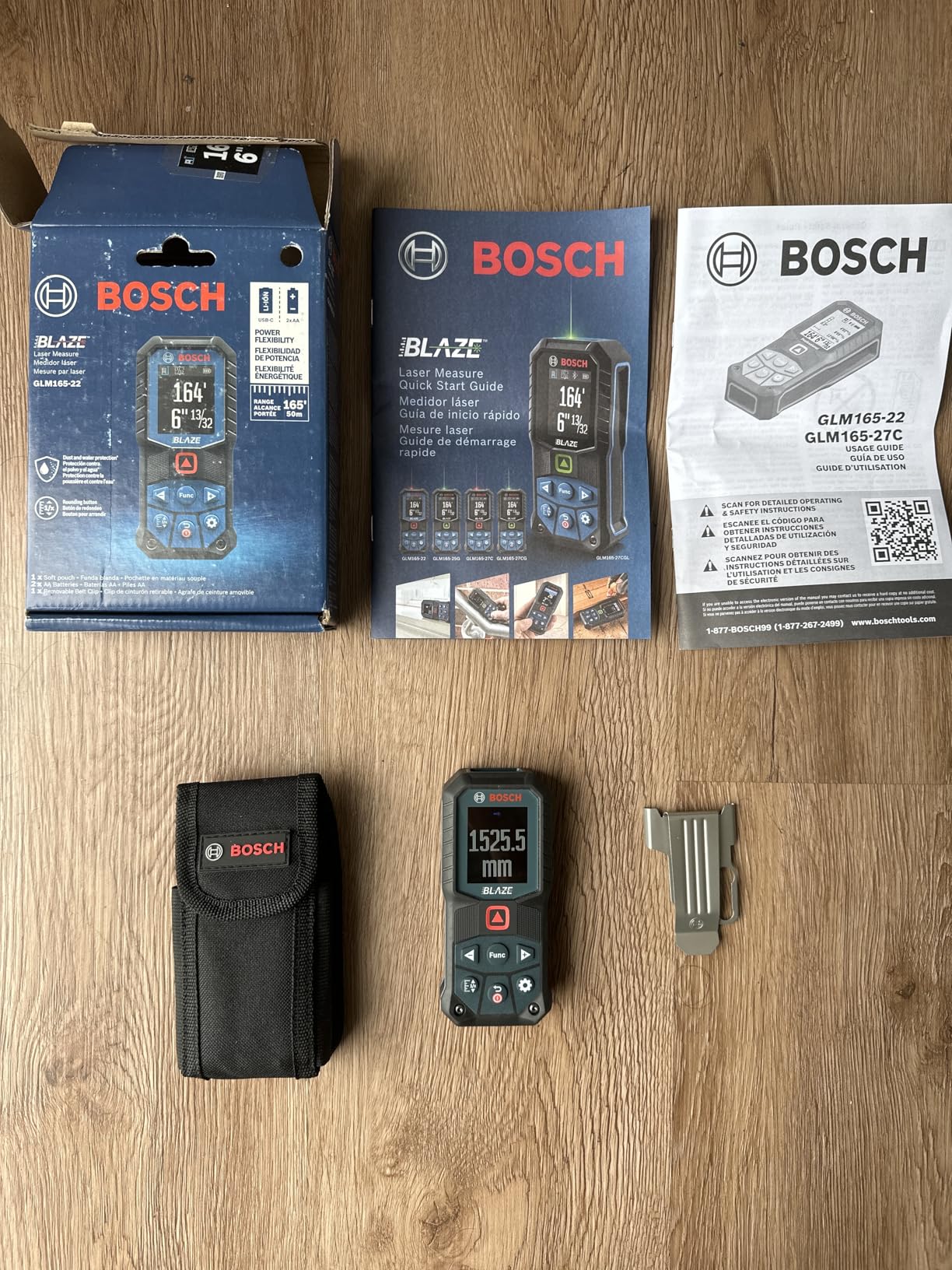 BOSCH GLM165-22 165 Ft Blaze Laser Distance Measure, Includes 2 AA Batteries, Belt Clip, & Pouch customer photo 2