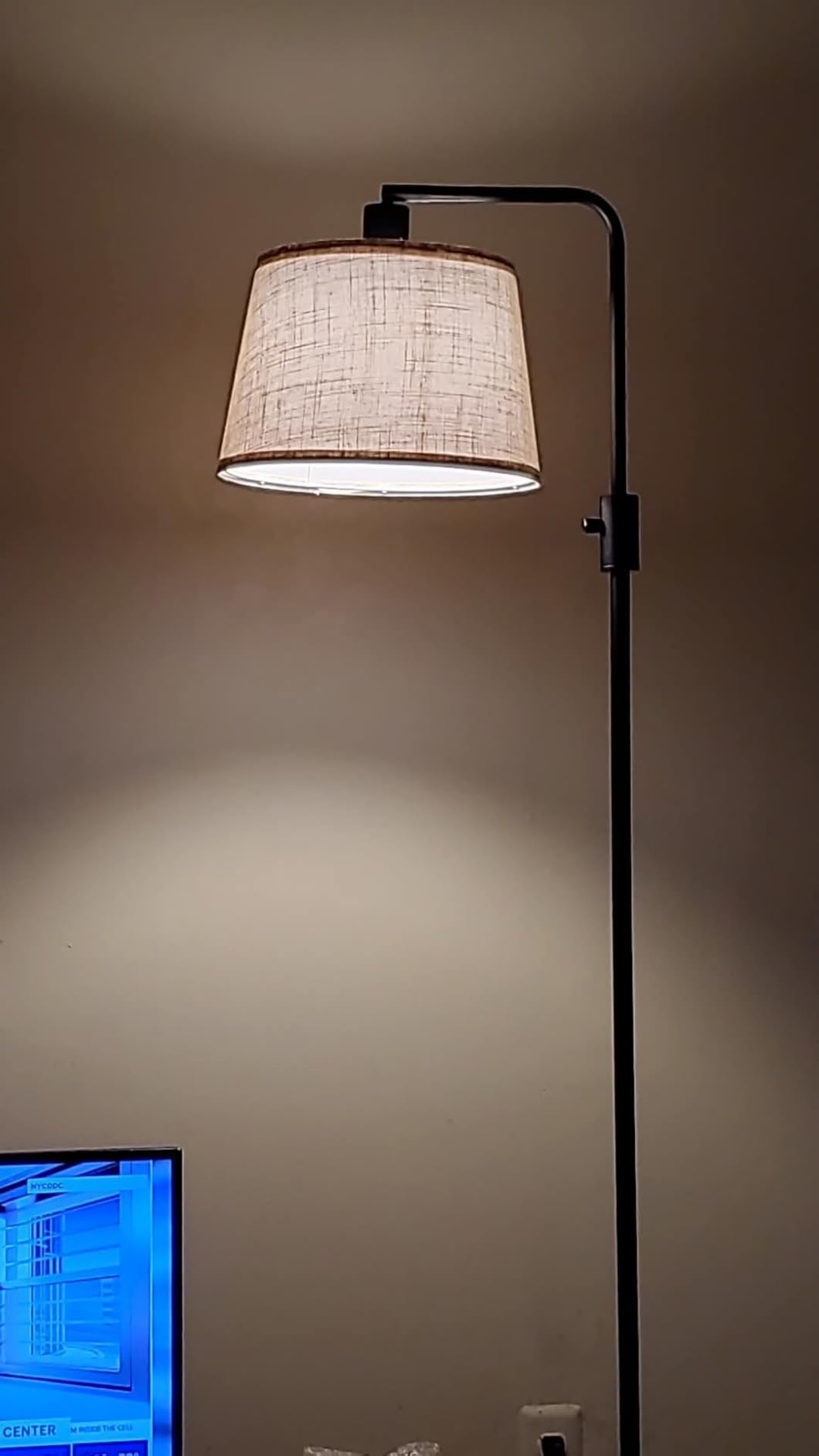 【Upgraded】 Dimmable Floor Lamp, 1000 Lumens LED Edison Bulb Included, Arc Floor Lamps for Living Room Modern Standing Lamp with Linen Shade, Tall Lamp for Bedroom Office Dining Room- Black - Customer Photo 1