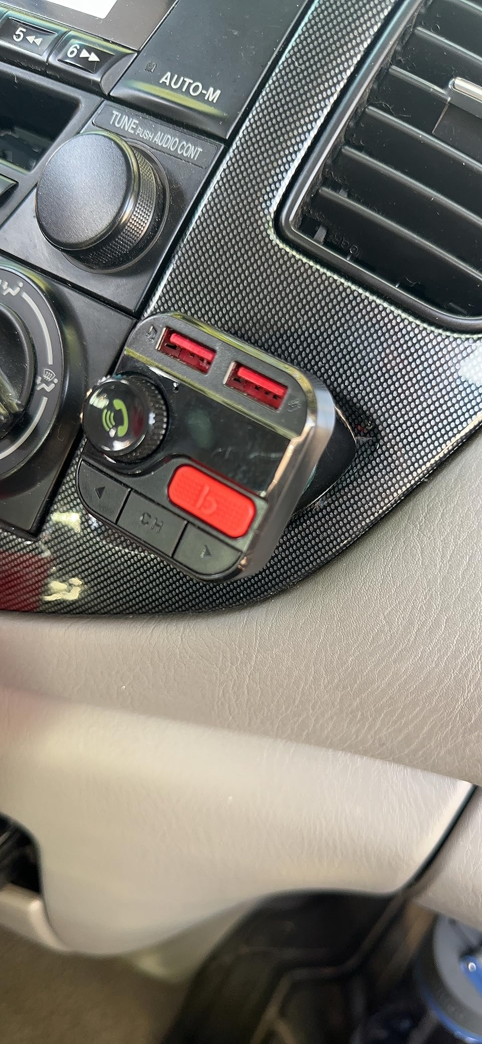 Monster Bluetooth FM Transmitter for Car Cigarette Lighter, Bass Boost, Track Back/Forward, Volume, Play/Answer Buttons, Micro SD Card Slot, Microphone, 2 USB Chargers, Google Voice & Siri Compatible - Customer Photo 1