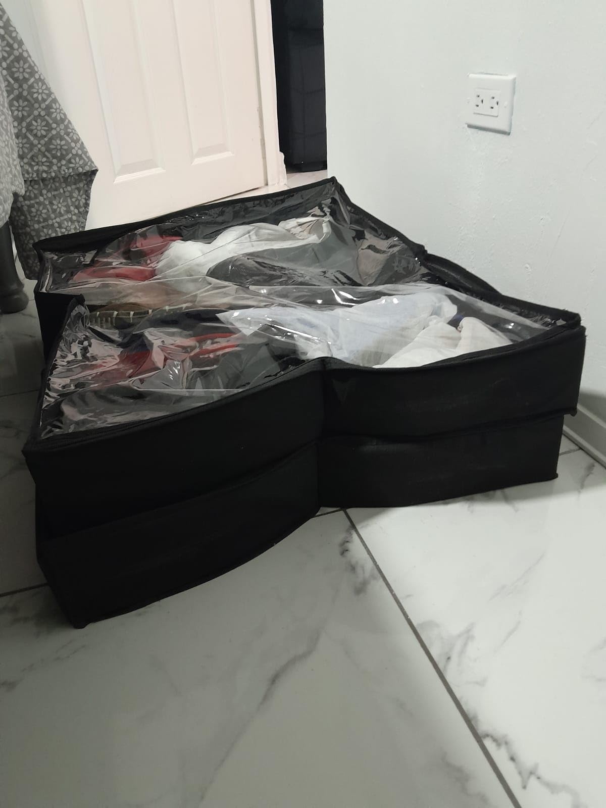 Lifewit Under Bed Shoe Storage Organizer Set of 2, 4.3 Inches Tall Low Profile Fabric Shoes Container Box with Clear Cover, Foldable Storage Bag with 2 Handles, Total Fits 24 Pairs of Shoes, Black - Customer Photo 2