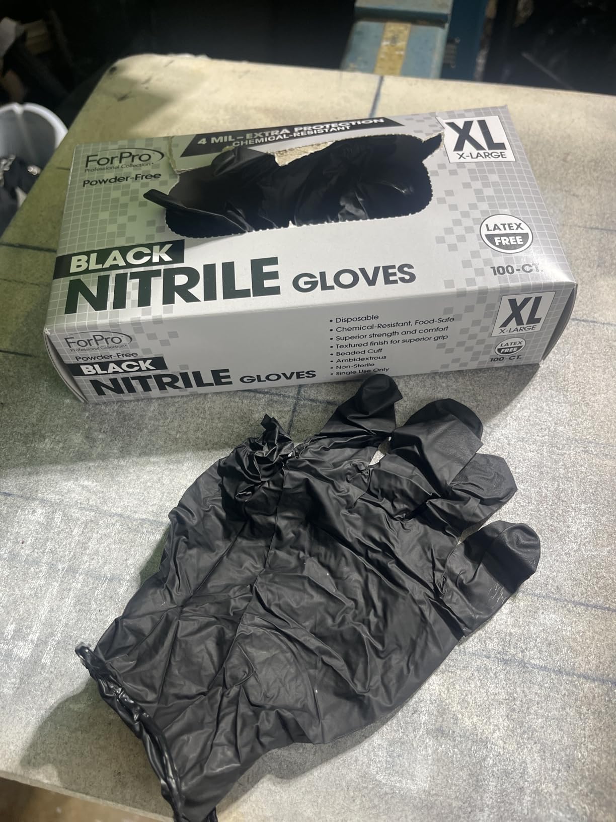ForPro Disposable Nitrile Gloves, Chemical Resistant, Powder-Free, Latex-Free, Non-Sterile, Food Safe, 4 Mil - Customer Photo 1